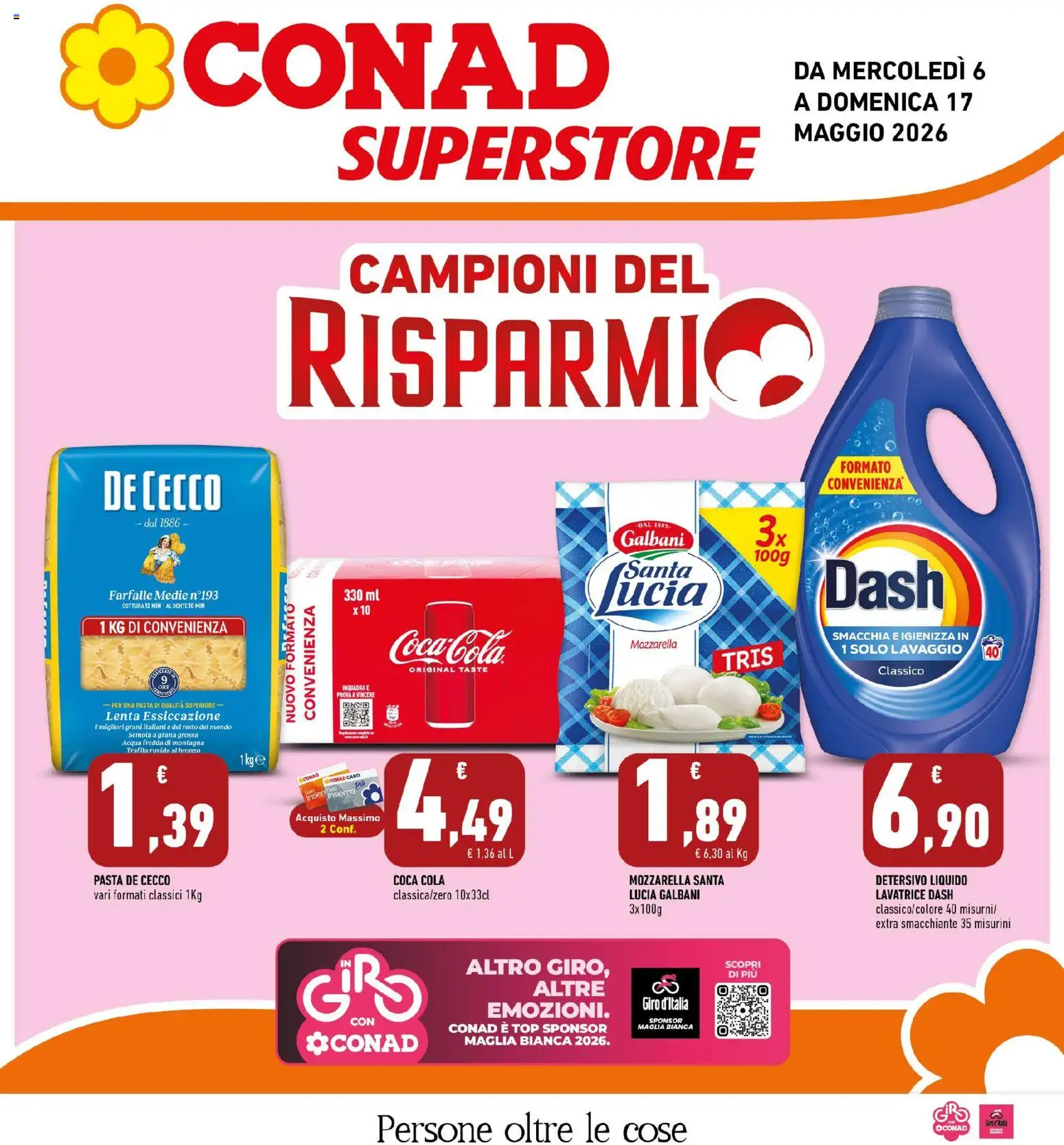 Volantino Conad del 06.05.2026 | Pagina: 1 | Prodotti: Mozzarella, Top, Pasta, Coca Cola