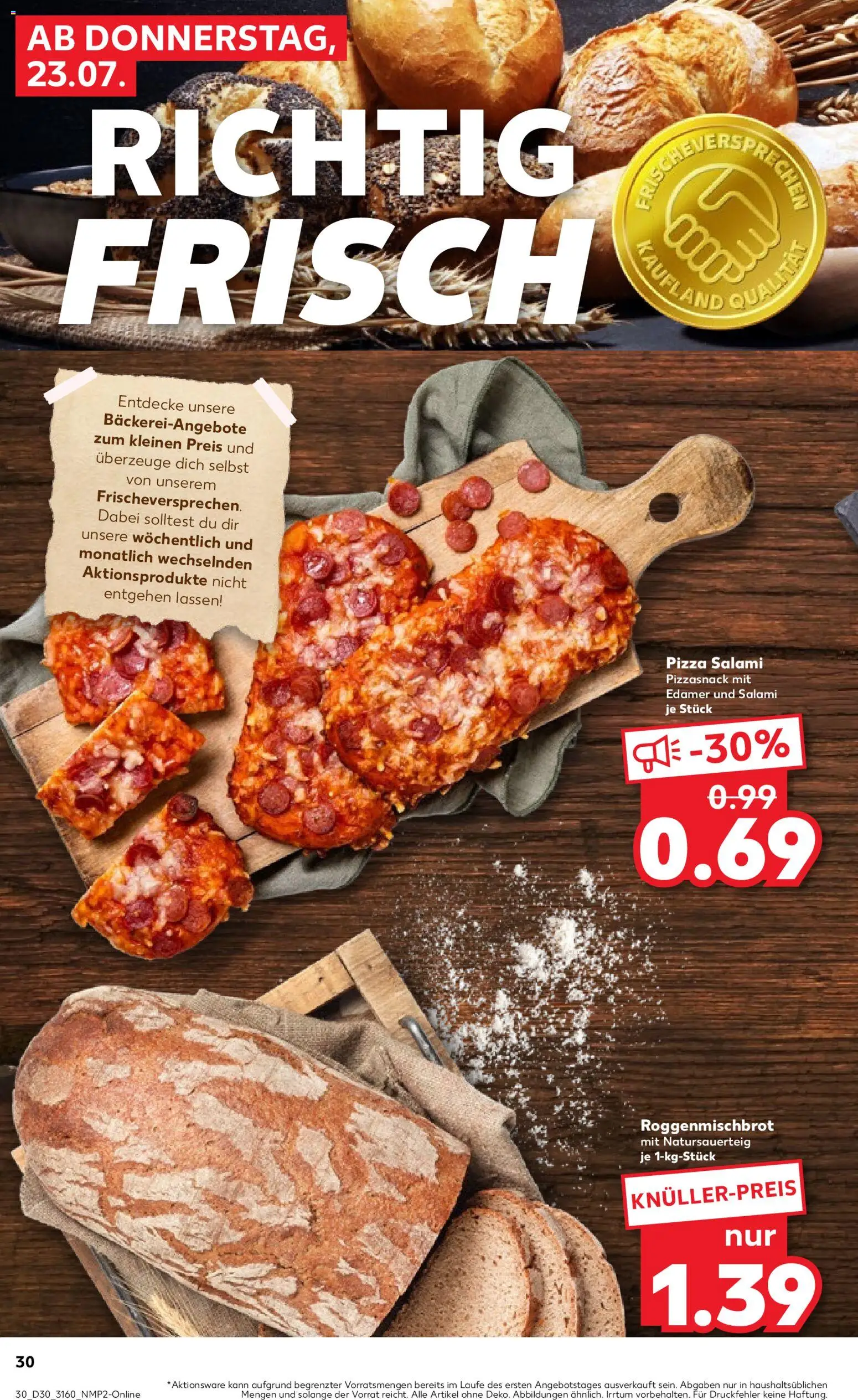 Kaufland Prospekt Potsdam – gültig ab 23.07.2026 | Seite: 30 | Produkte: Edamer, Salami, Pizza