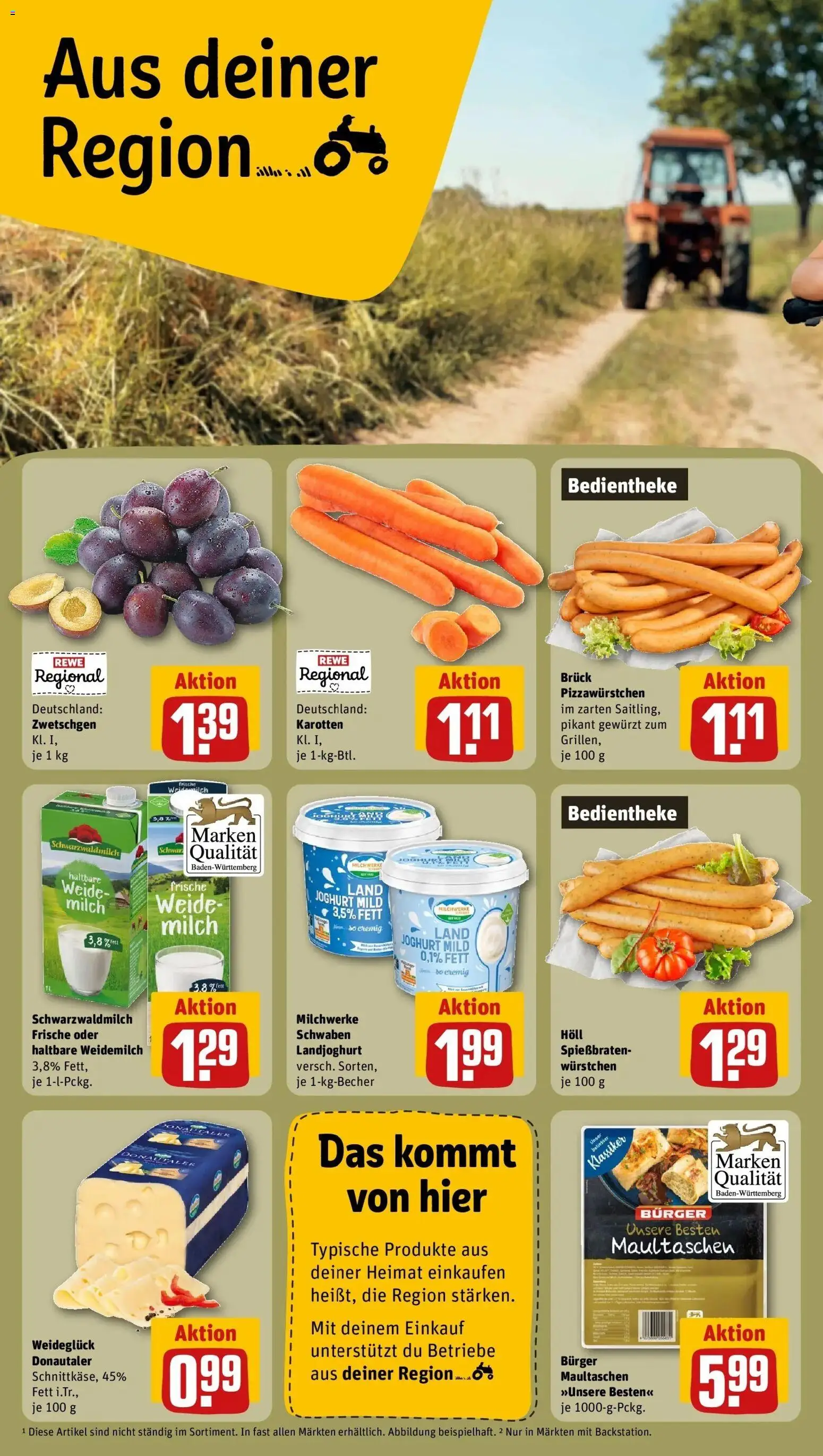REWE Prospekt ab 24.08.2026 zum Blättern » Angebote | Seite: 18 | Produkte: Milch, Joghurt, Burger, Zwetschgen