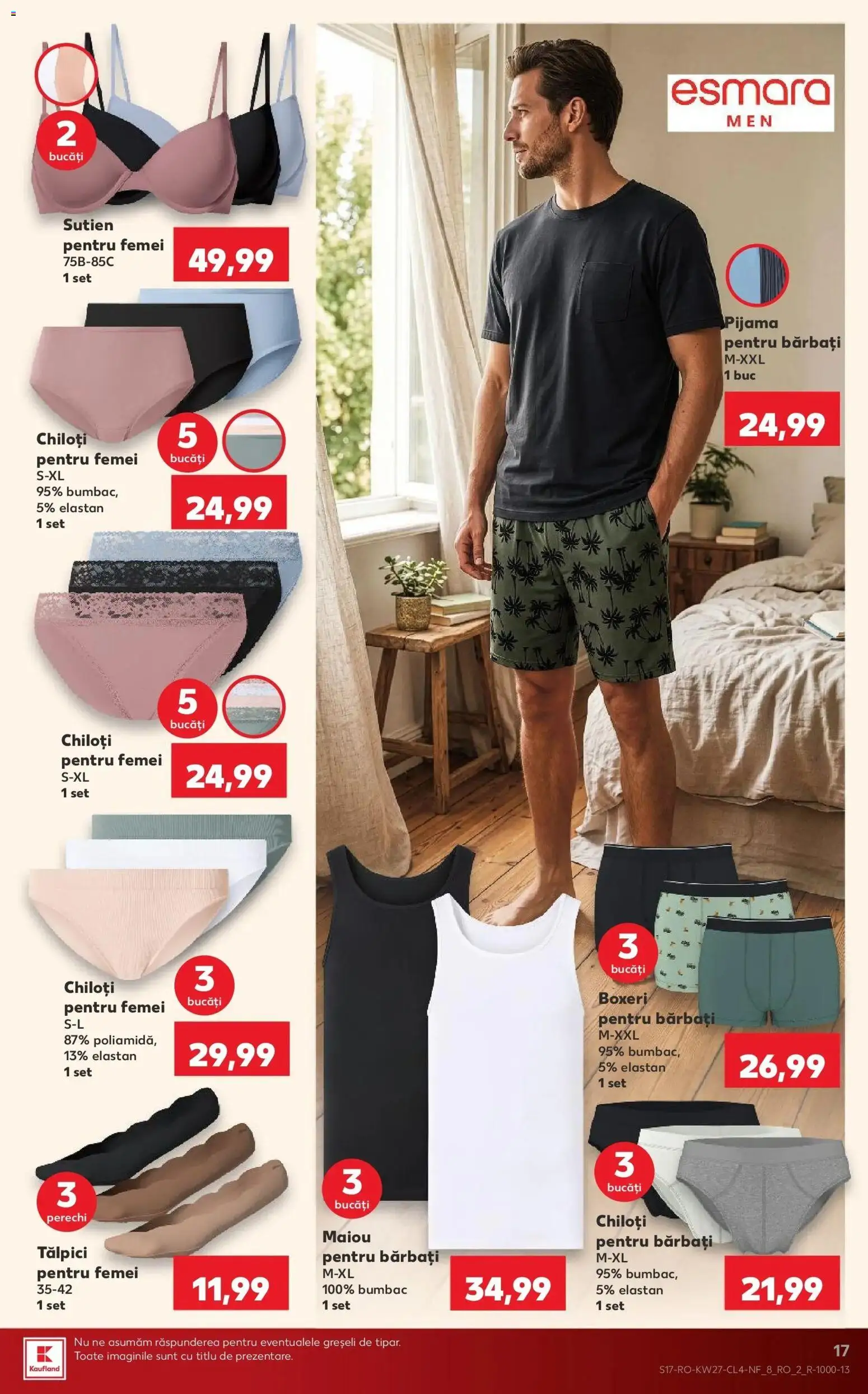 Noul catalog Kaufland – valabil de la 01.07.2026 | Pagină: 17 | Produse: Tălpici, Maiou, Chiloți, Boxeri