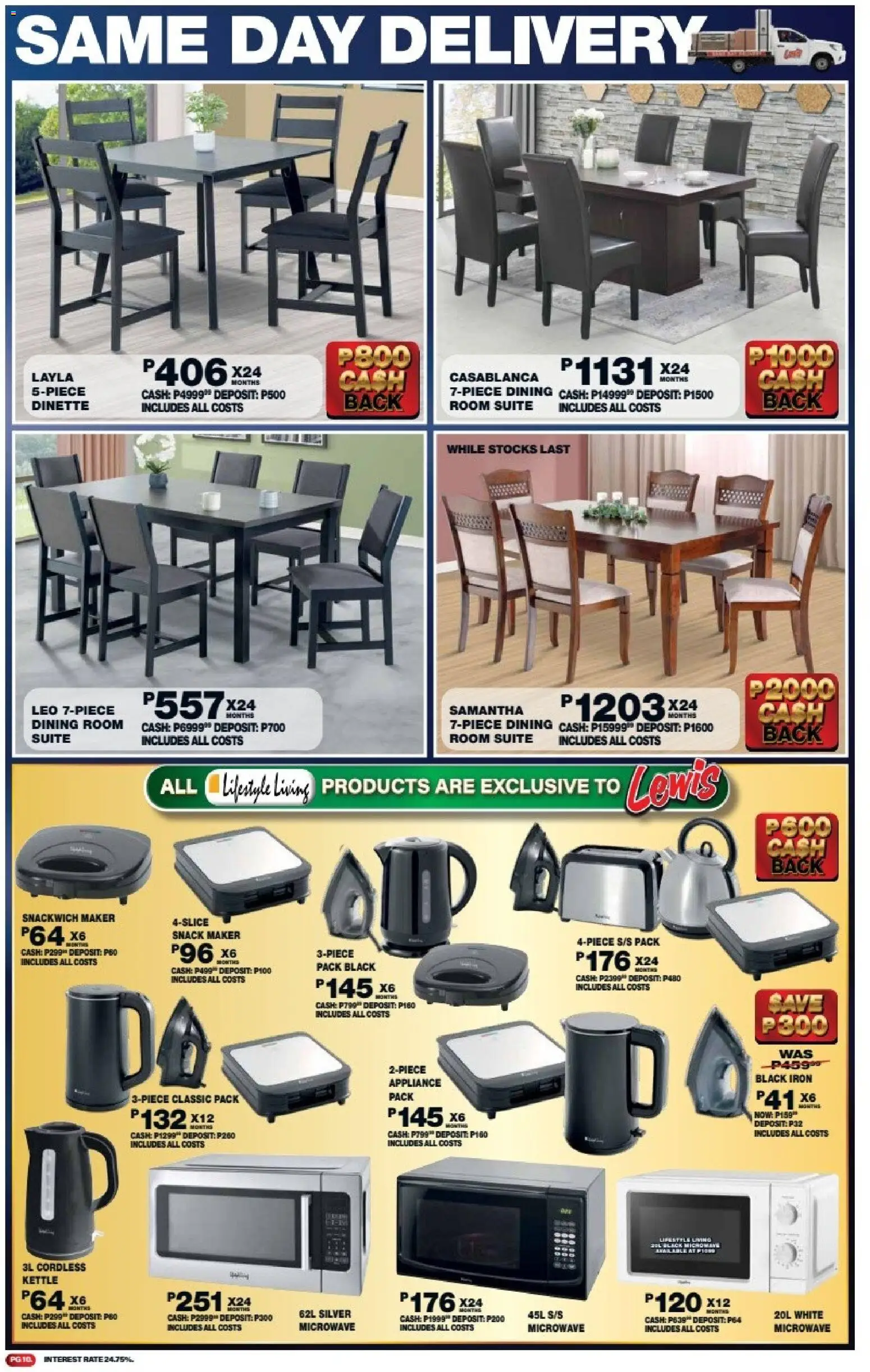 New Lewis Stores catalogue – valid from 11.05.2026 | Page: 10 | Products: Kettle, Iron, Dining room suite, Microwave