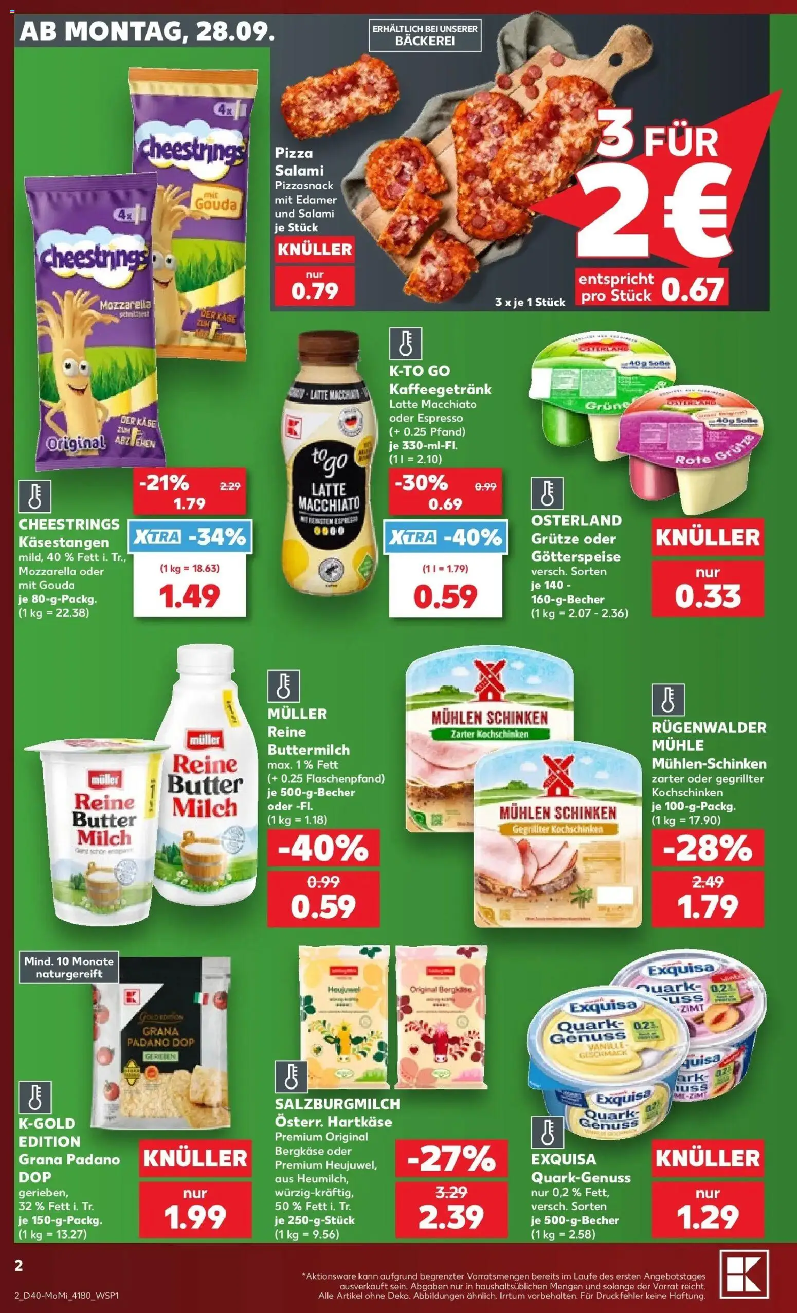 Prospekt Kaufland ab 28.09.2026 » Angebote Online zum Blättern | Seite: 2 | Produkte: Mühle, Bäckerei, Salami, Pizza