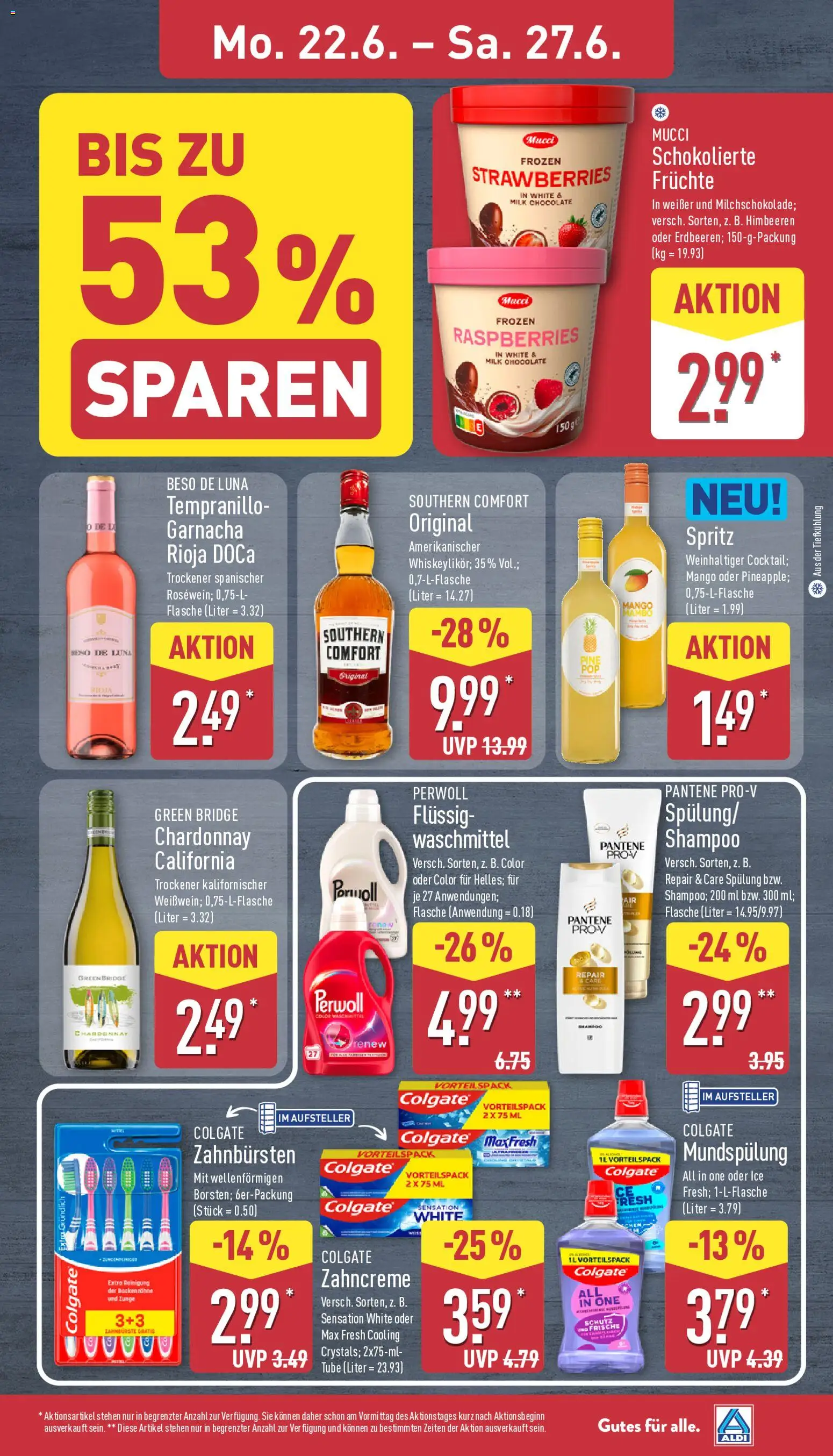 Aldi Prospekt – gültig ab 22.06.2026 | Seite: 11 | Produkte: Perwoll, Spülung, Zahnbürste, Waschmittel