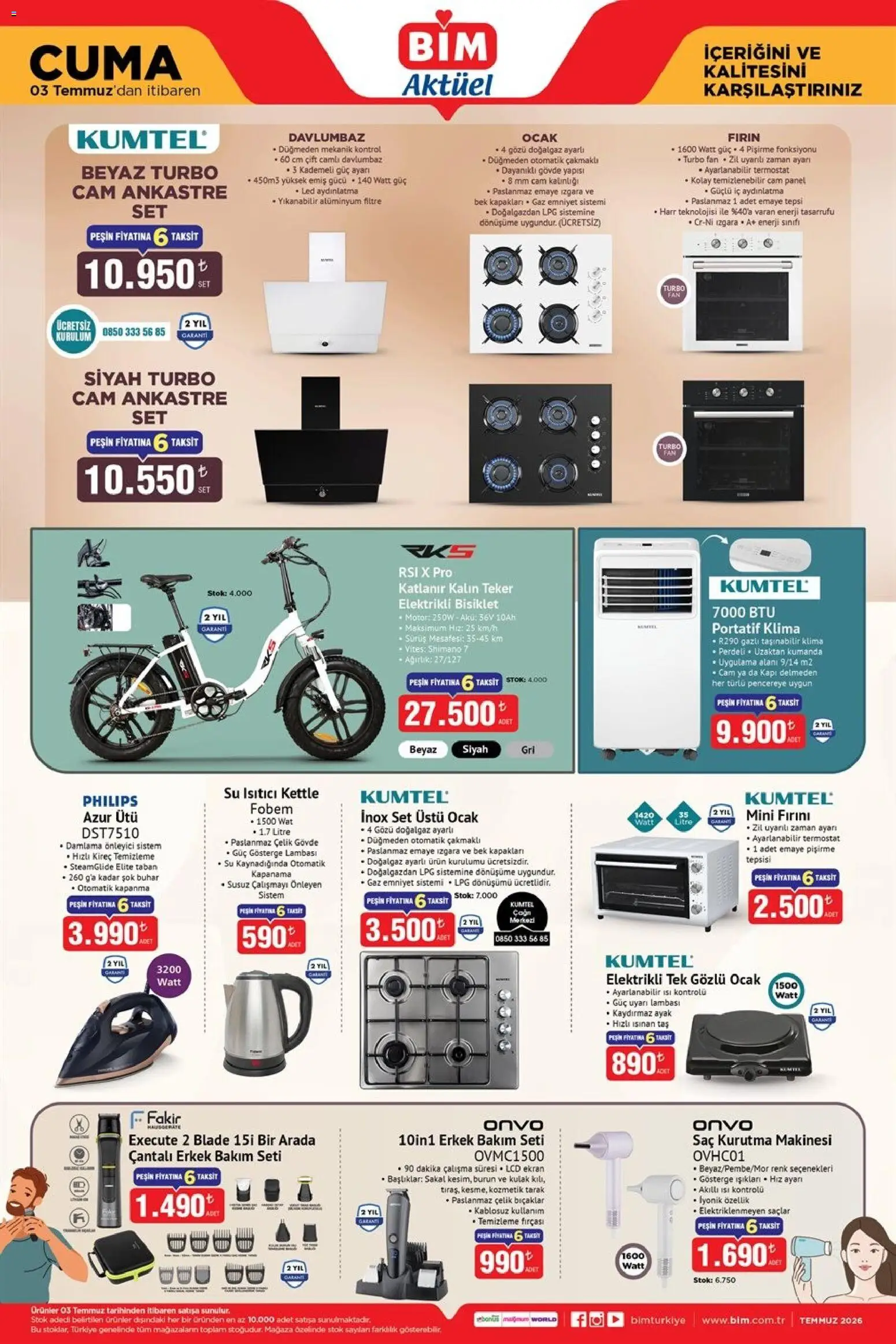 BİM - Katalog Cuma - 03 Temmuz 2026 tarihinden itibaren geçerlidir | Sayfa: 2 | Ürünler: Saç kurutma makinesi, Ocak, Klima, Ağırlık