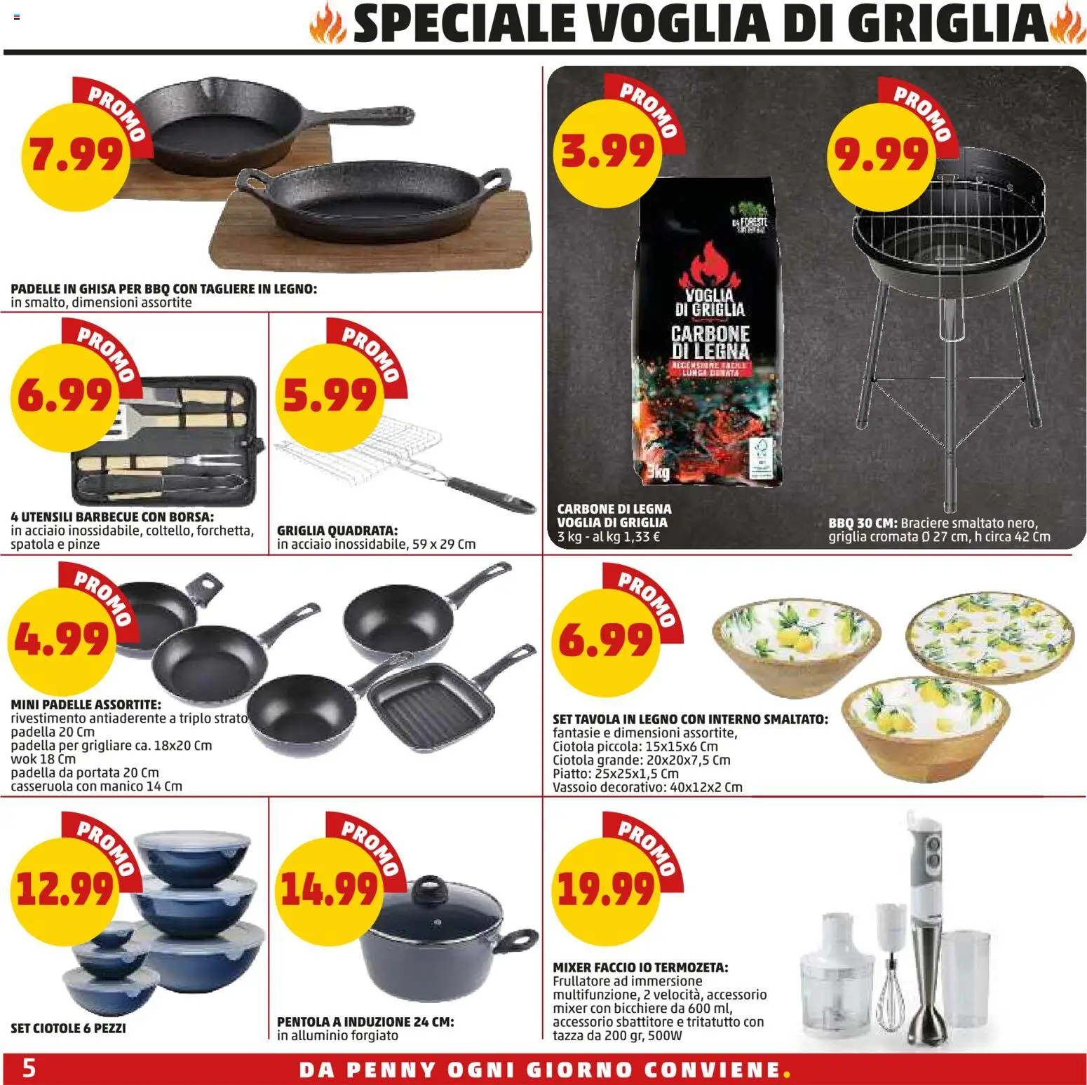 Volantino PENNY del 30/07/2026 | Pagina: 5 | Prodotti: Carbone, Sbattitore, Tritatutto, Vassoio