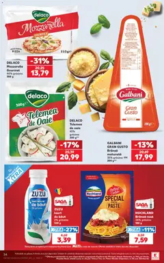 Ofertele Kaufland valabile de la 15.07.2026 | Pagină: 34 | Produse: Light Kedi Konservesi, Mozzarella, Brânză, Paste