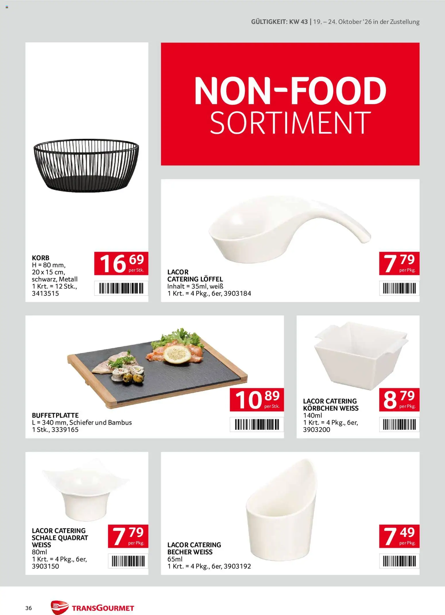 Transgourmet Flugblatt gültig ab 19.10.2026 | Seite: 36 | Produkte: Korb