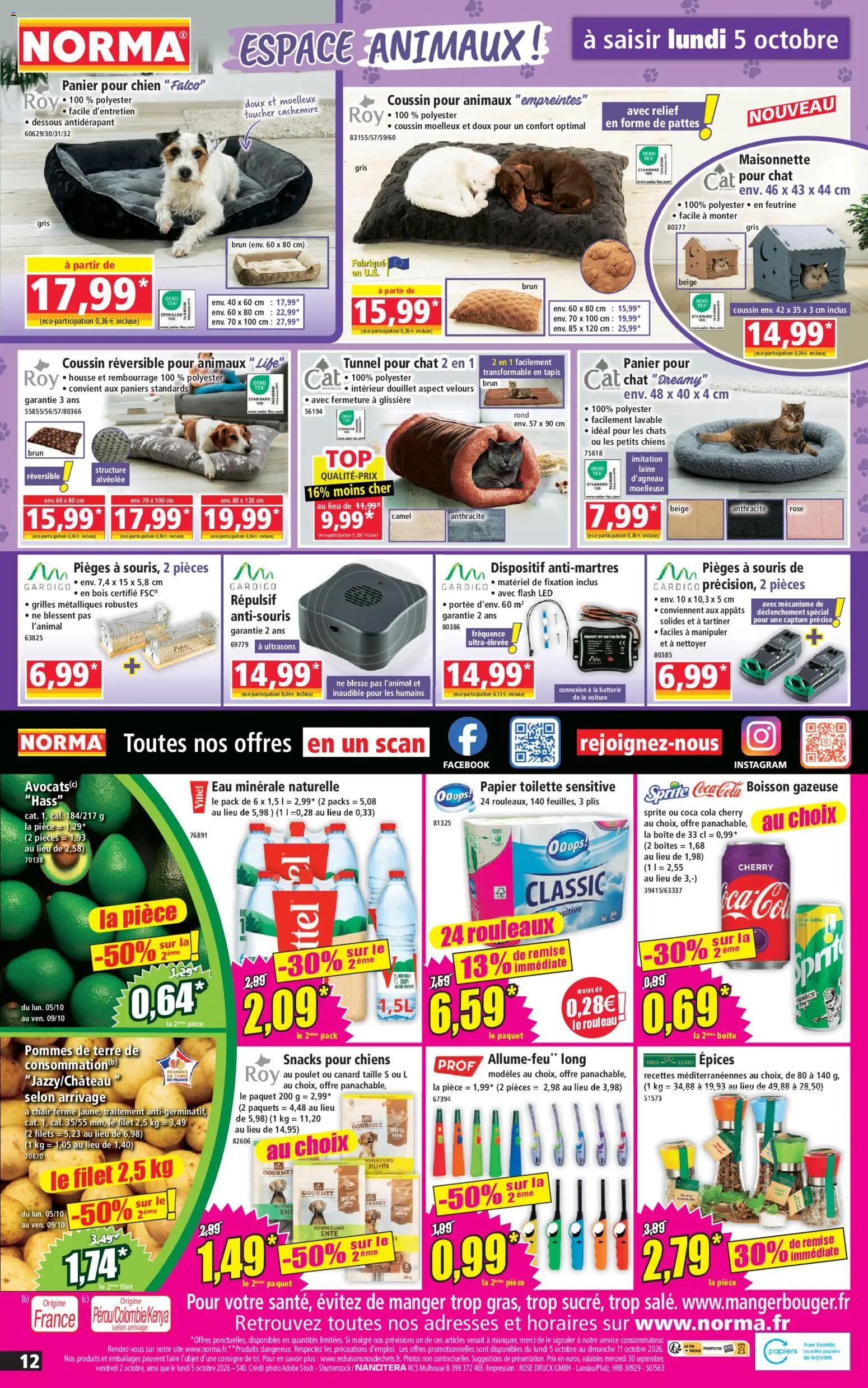 {H1} | Page: 12 | Produits: Papier toilette, Eau minérale naturelle, Vittel, Tapis