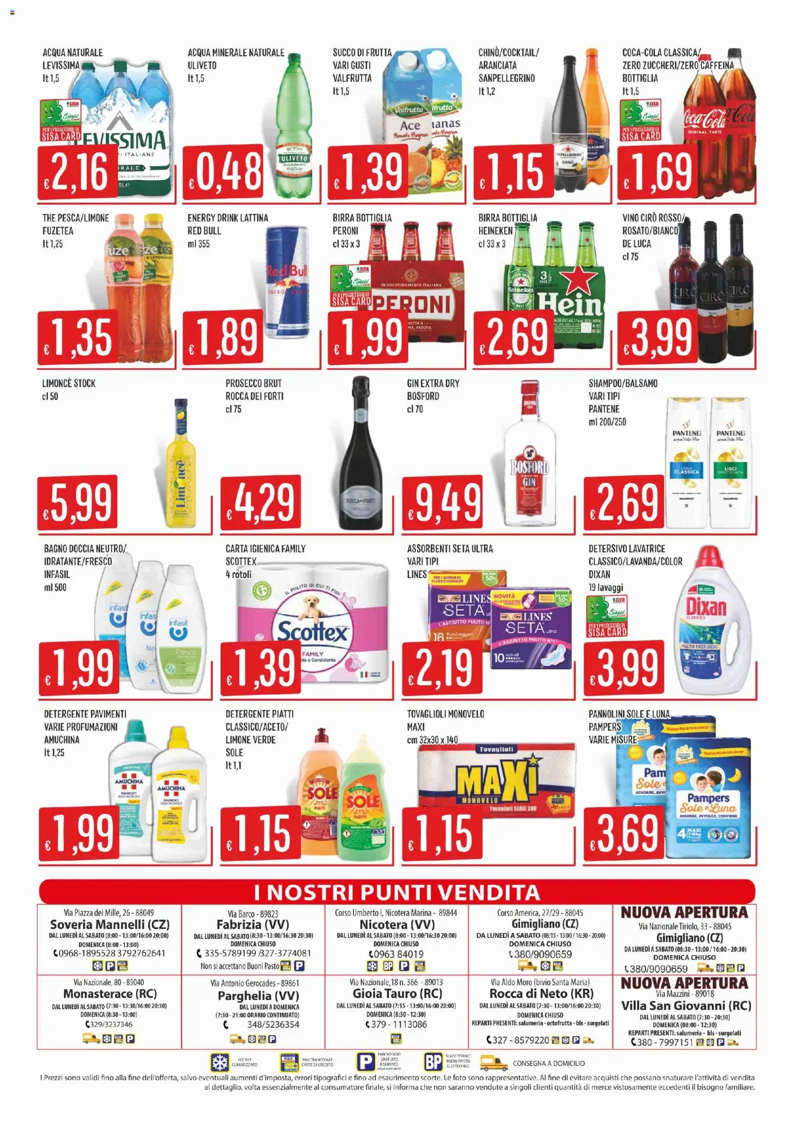 Volantino SISA del 09/07/2026 | Pagina: 4 | Prodotti: Detergente, Pampers, Acqua minerale, Doccia