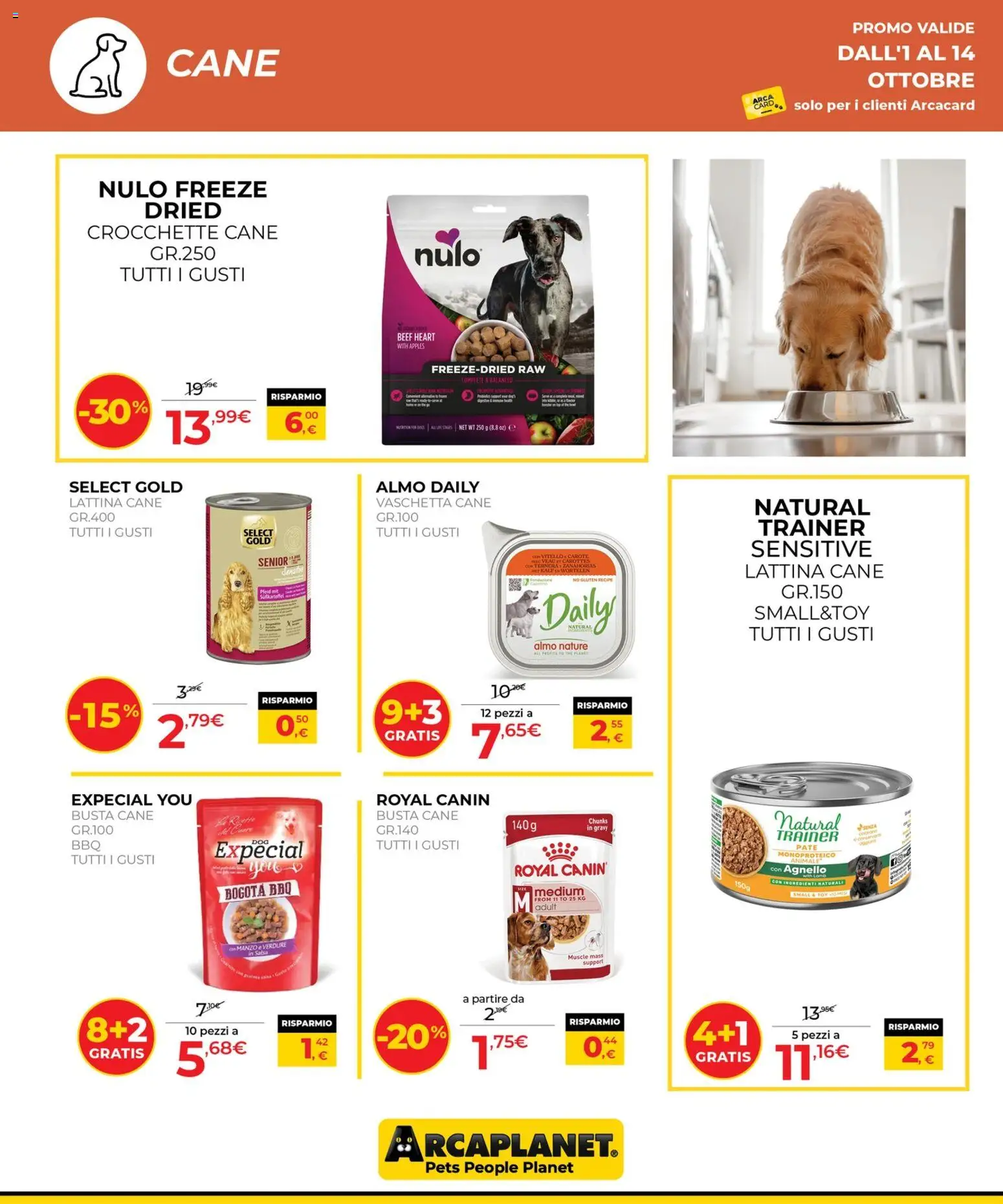 Volantino Arcaplanet del 01/10/2026 | Pagina: 16 | Prodotti: Salsa, Carote, Crocchette cane, Agnello
