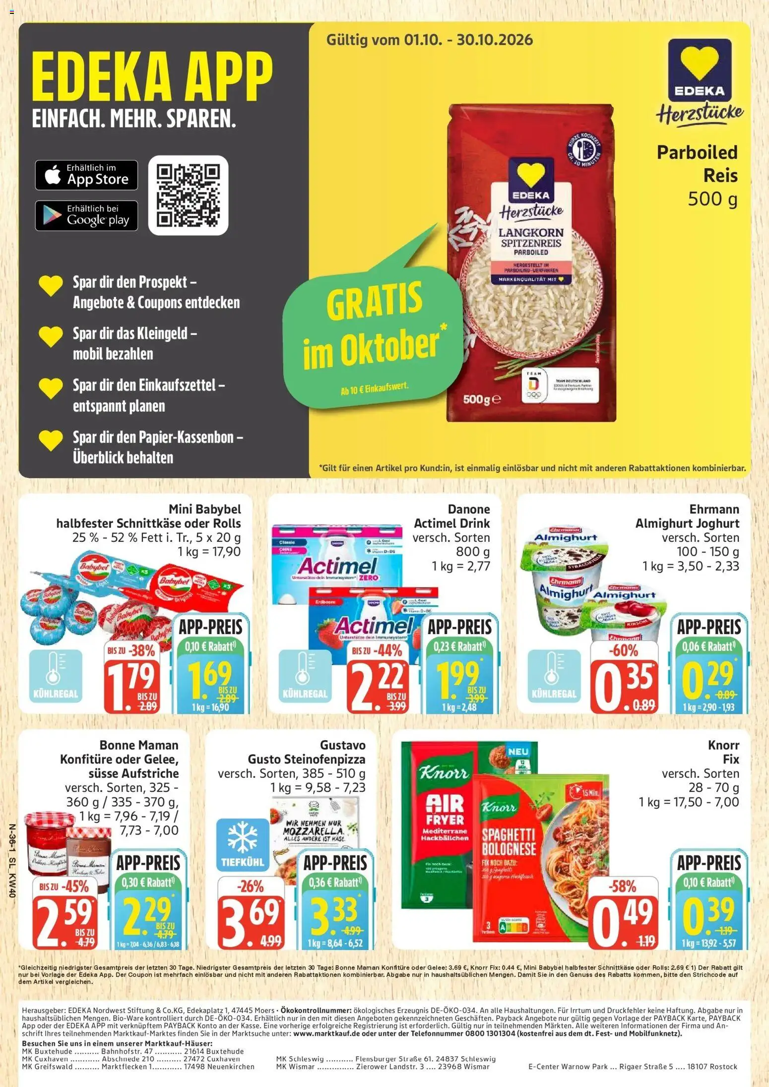 Edeka Prospekt Schleswig (ab 28.09.2026) » Angebote Online | Seite: 36 | Produkte: Actimel, Spaghetti, Knorr, Flensburger