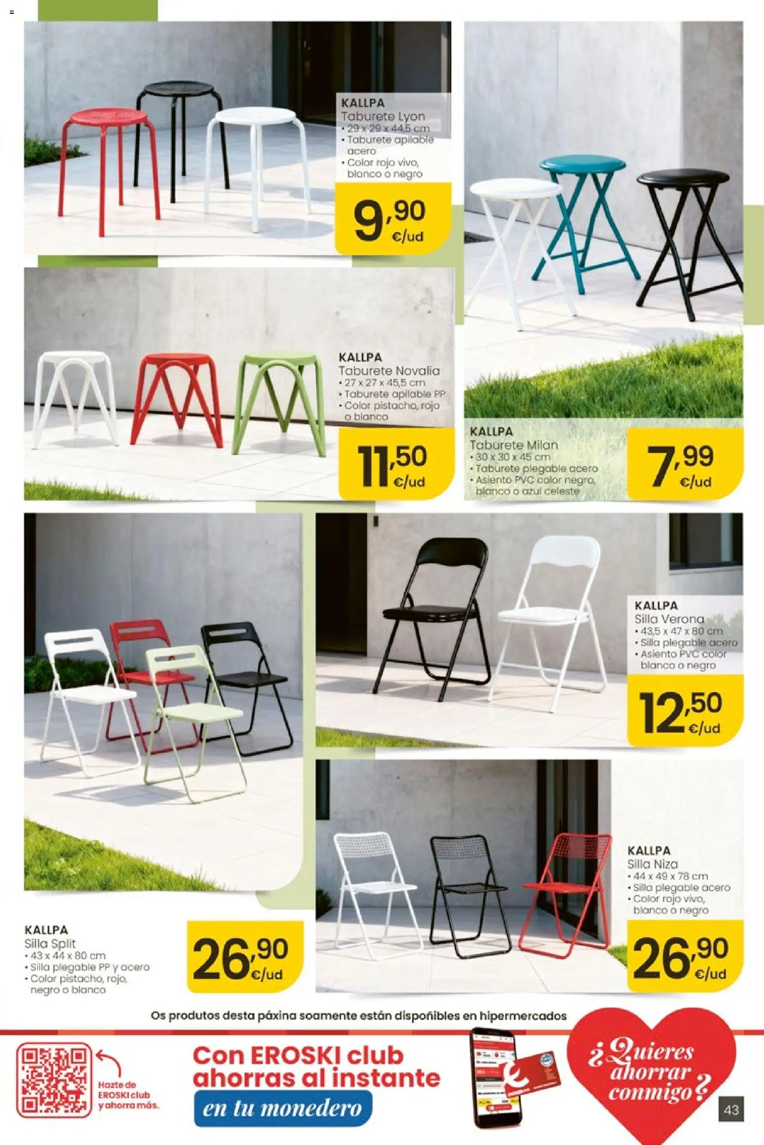 Eroski Quieres ahorrar conmigo │ válido desde el 14.05.2026 | Página: 43 | Productos: Taburete, Silla