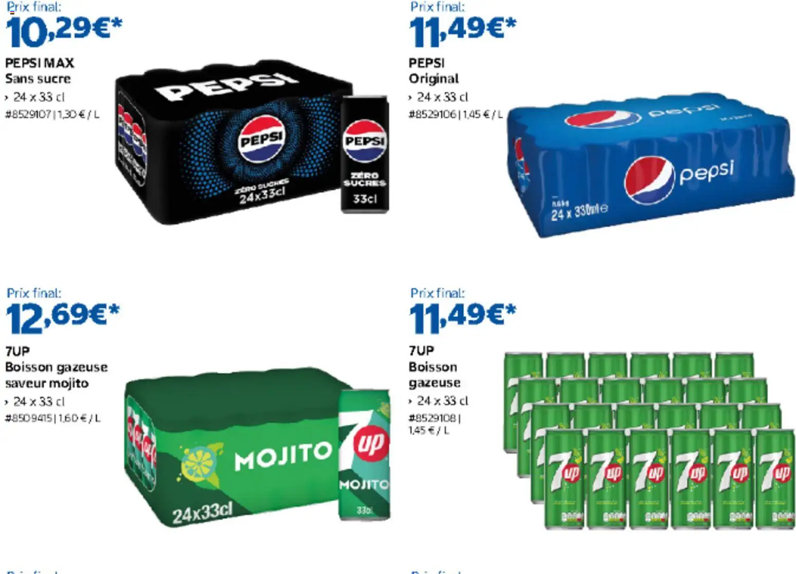 {H1} | Page: 4 | Produits: Sucre, Boisson, Pepsi, Pepsi Max
