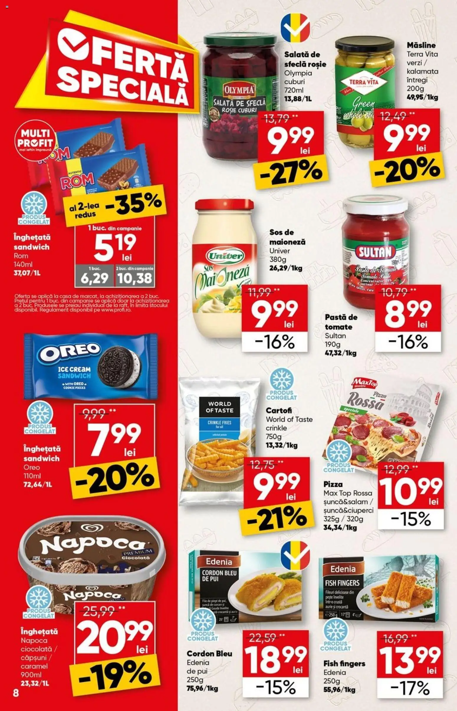 Noul catalog Profi – valabil de la 15.04.2026 | Pagină: 8 | Produse: Hacıyatmaz Kedi Oyuncağı, Ciocolată, Înghețată, Gouda