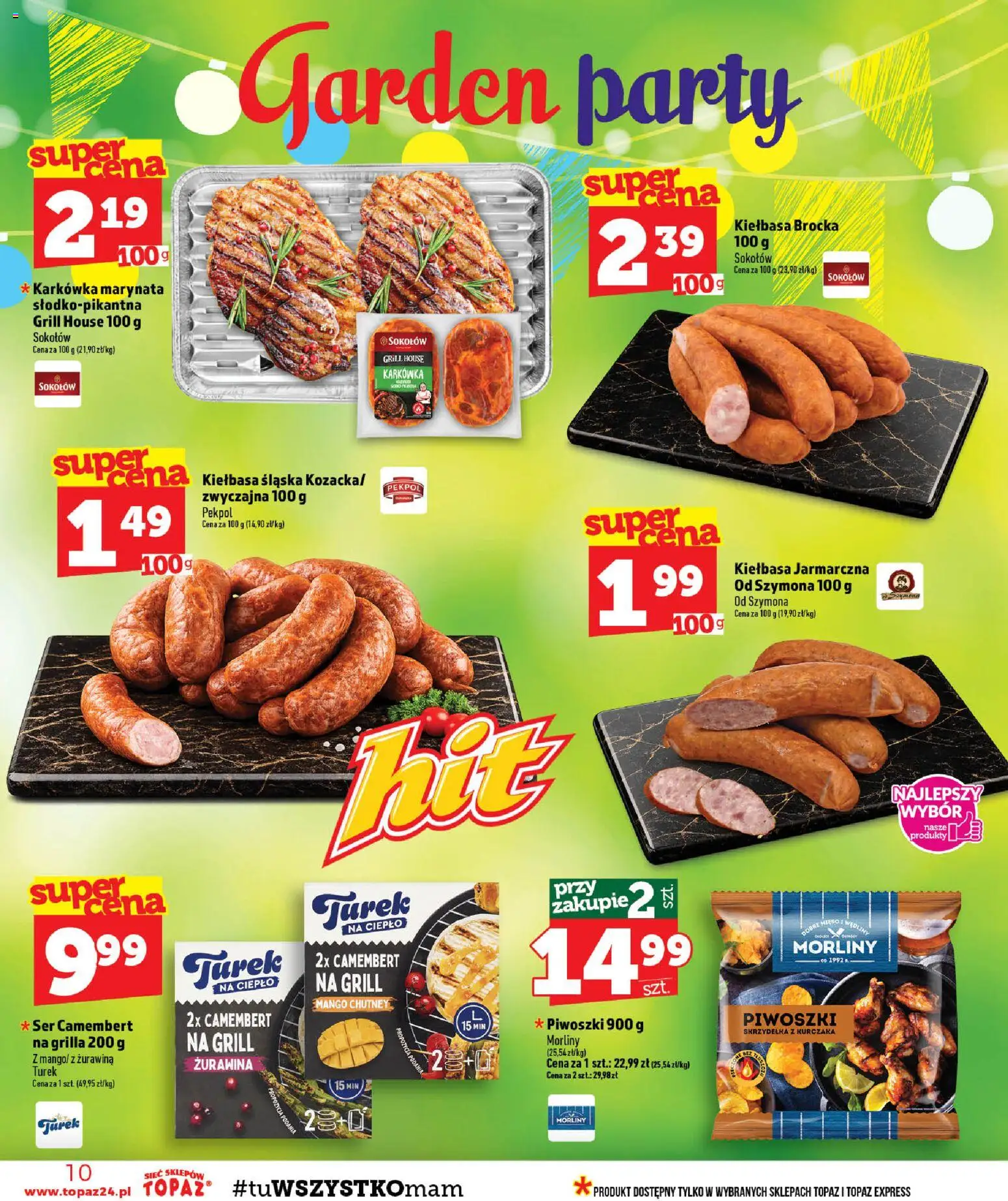 Topaz gazetka - Ceny małe na stałe od 06.08.2026 | Strona: 10 | Produkty: Kiełbasa, Grill, Kiełbasa śląska, Żurawina