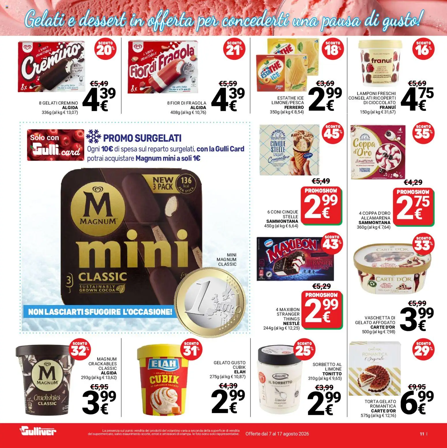 Volantino Gulliver del 07/08/2026 | Pagina: 11 | Prodotti: Cioccolato, Lamponi, Gelato, Limone