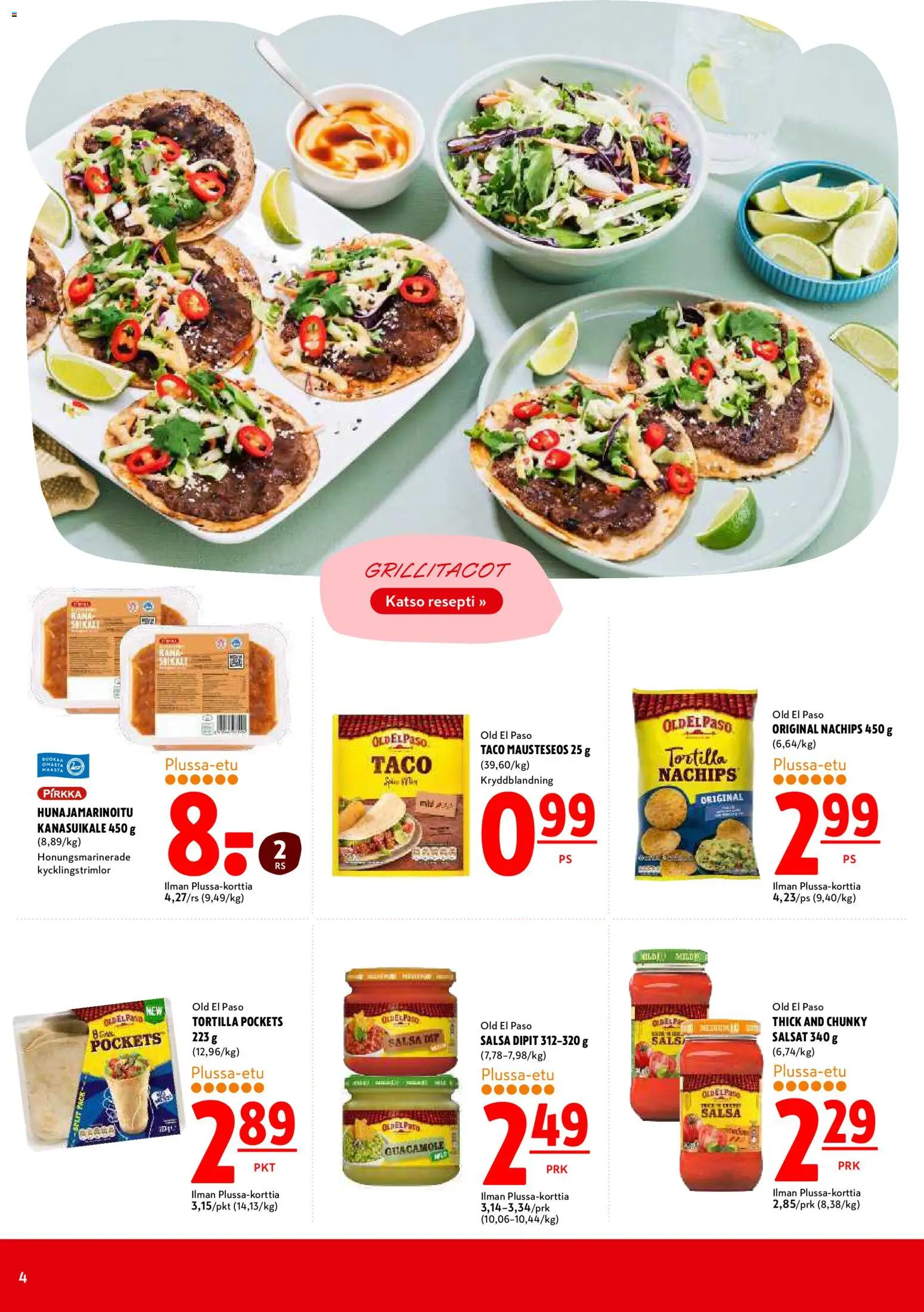 K-Citymarket tarjoukset – voimassa 09/07/2026 alkaen | Sivu: 4 | Tuotteet: Salsa, Guacamole, Tortilla