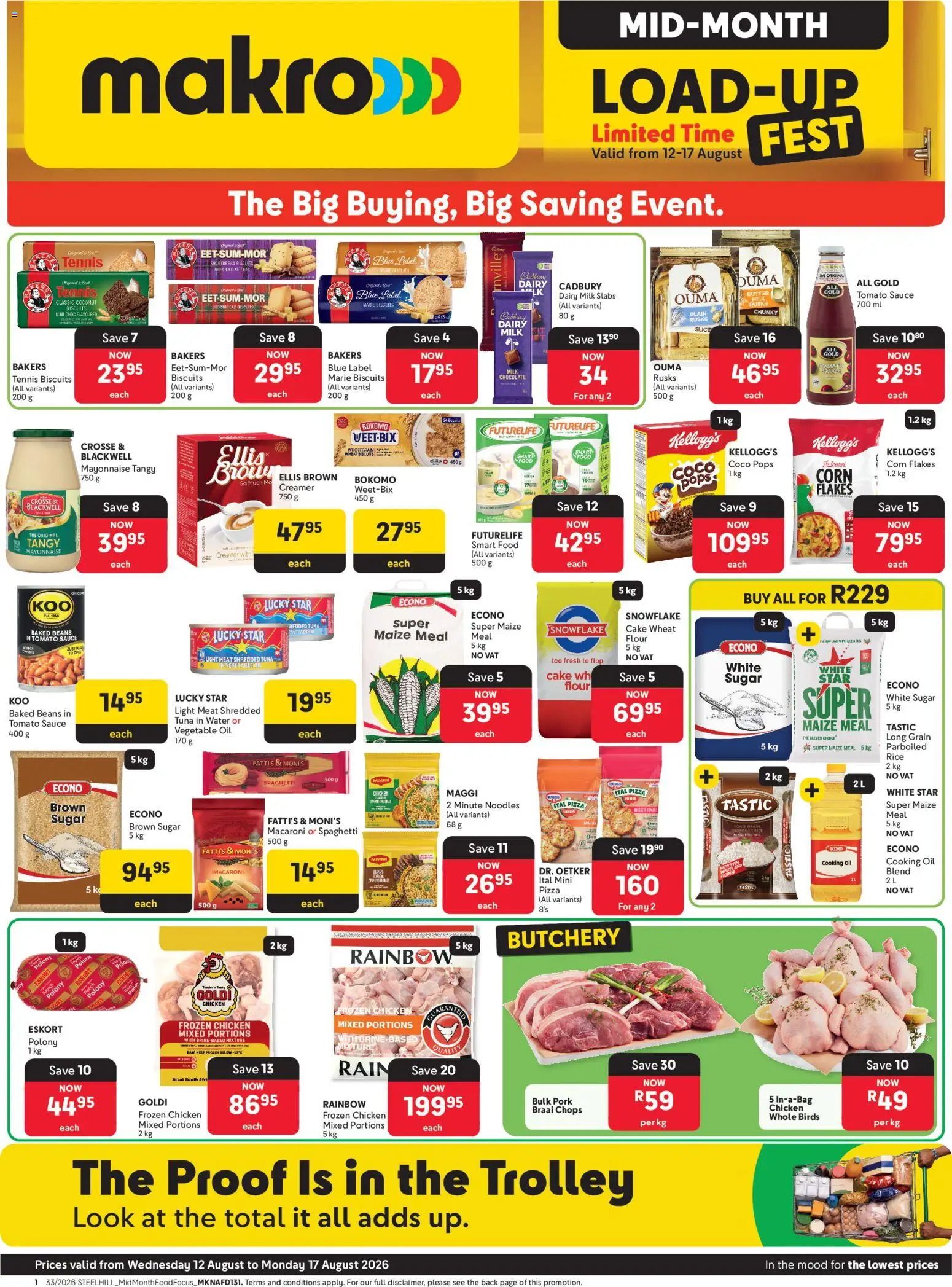 New Makro catalogue – valid from 12/08/2026 | Page: 1 | Products: Beans, Noodles, Tomato sauce, Water