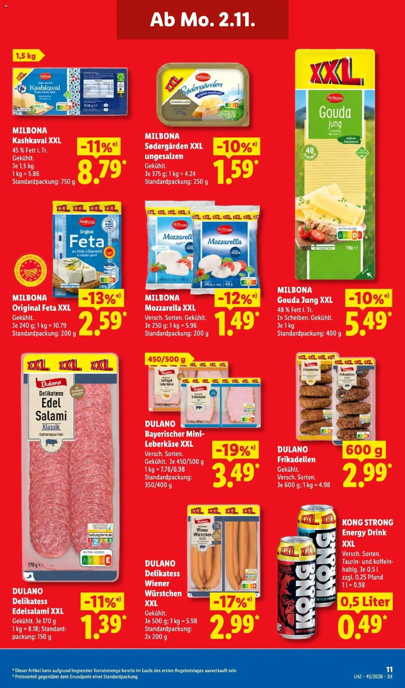 Lidl Prospekt Mahlow (ab 02.11.2026) zum Blättern » Angebote | Seite: 19 | Produkte: Feta, Energy, Mozzarella, Gouda