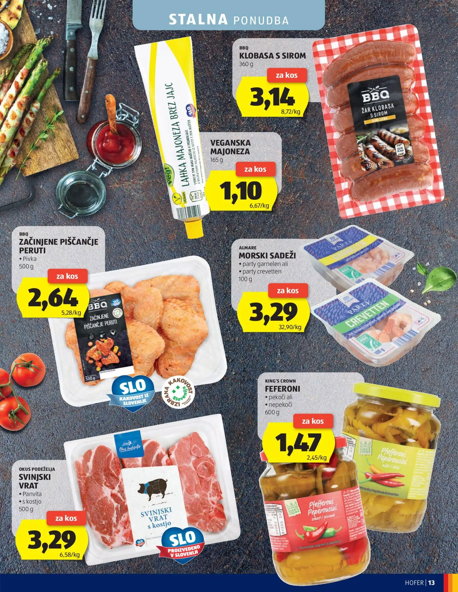 Hofer SI katalog | vrijedi od 17.06.2026 | Stranica: 13 | Proizvodi: Svinjski vrat, Majoneza, Feferoni