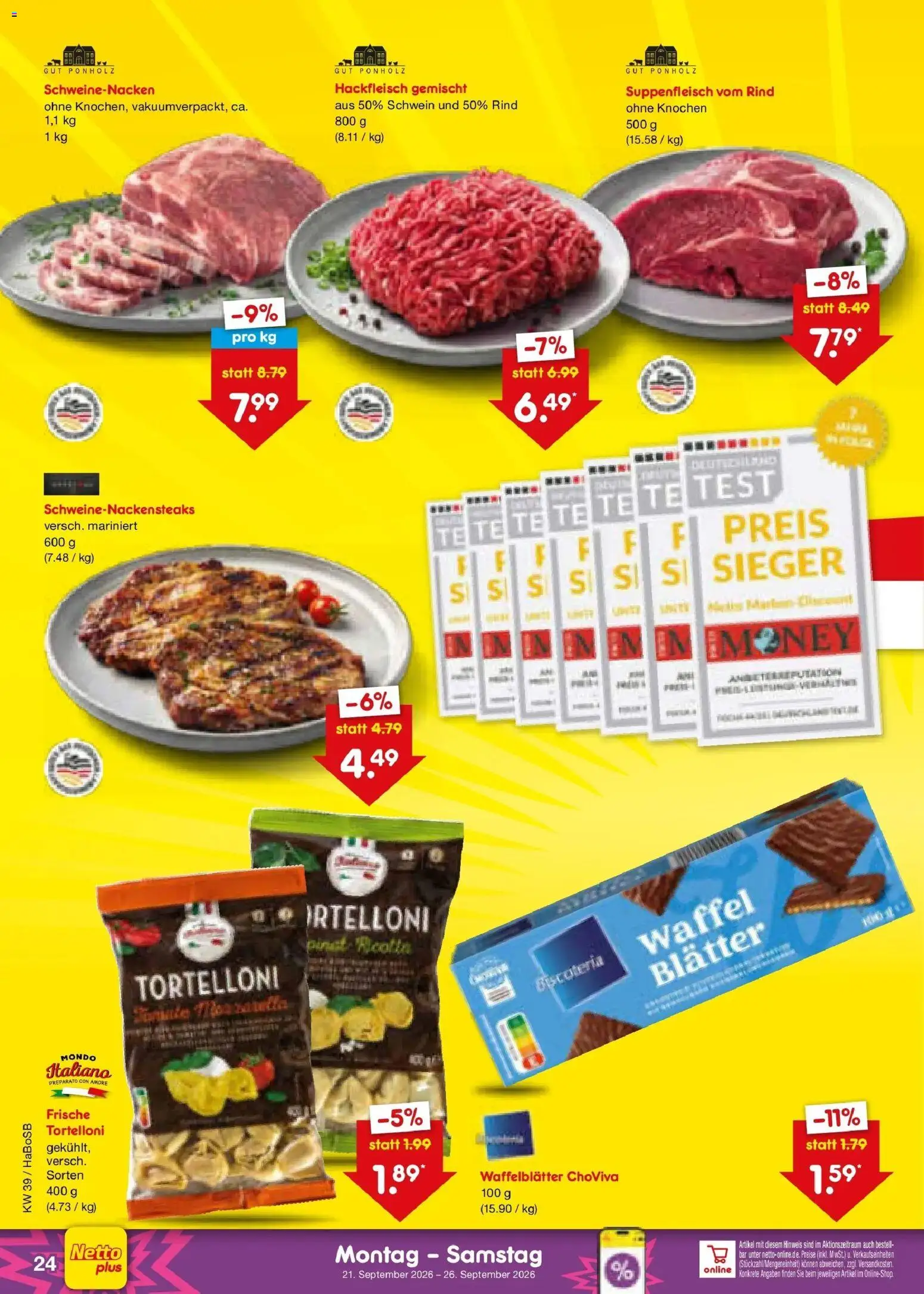 Netto Marken-Discount Prospekt Unna – gültig ab 21.09.2026 | Seite: 36 | Produkte: Schweinenacken, Suppenfleisch, Hackfleisch