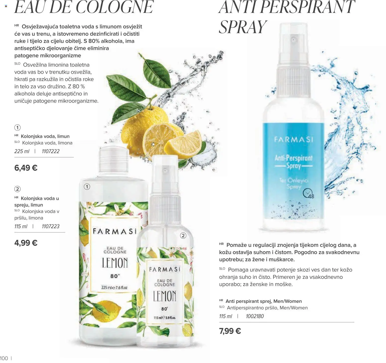 Farmasi katalog | vrijedi od 01.09.2026 | Stranica: 100 | Proizvodi: Kolonjska voda, Antiperspirant, Voda, Limun