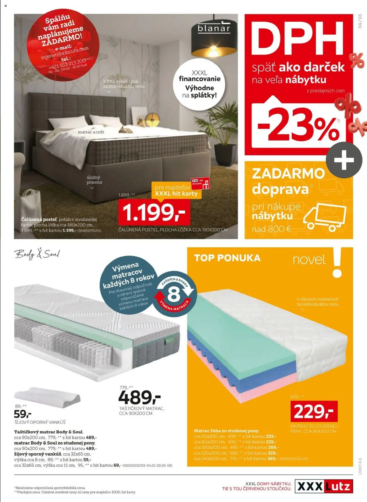 Nové XXXLutz akcie – leták je platný od 20.07.2026 | Strana: 5 | Produkty: Matrac, Vankúš, Rošt