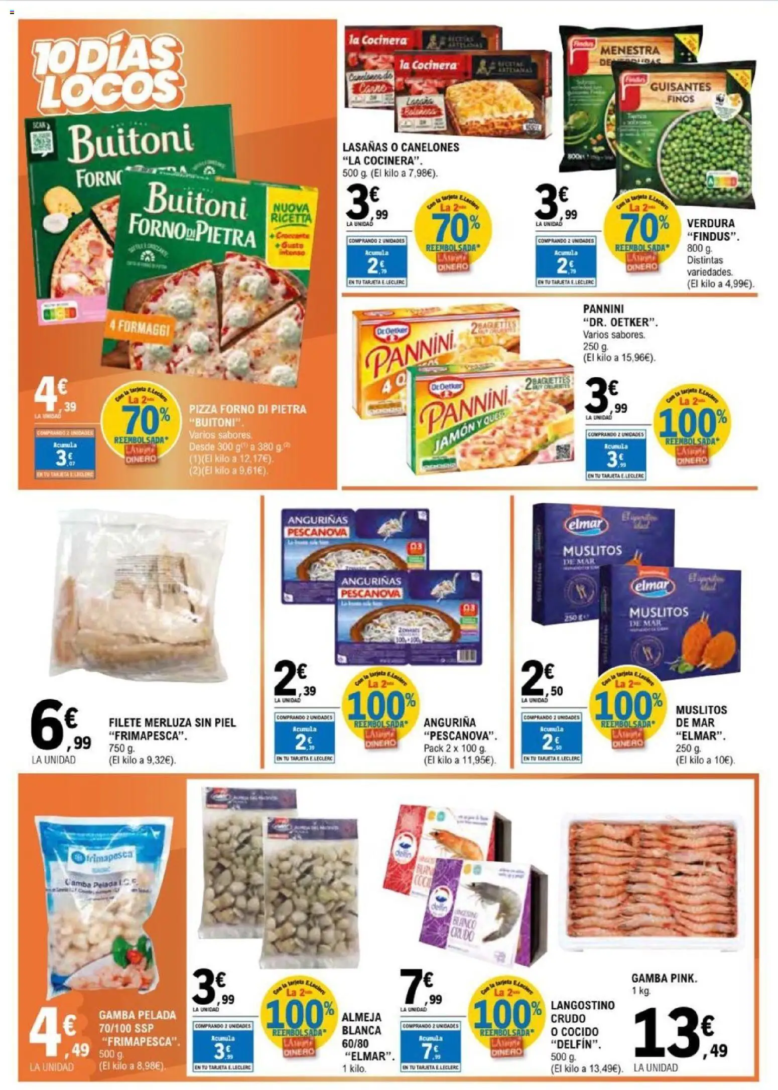 E.Leclerc folleto Salamanca │ válido desde el 17.06.2026 | Página: 18 | Productos: Pizza, Langostino, Gamba, Canelones