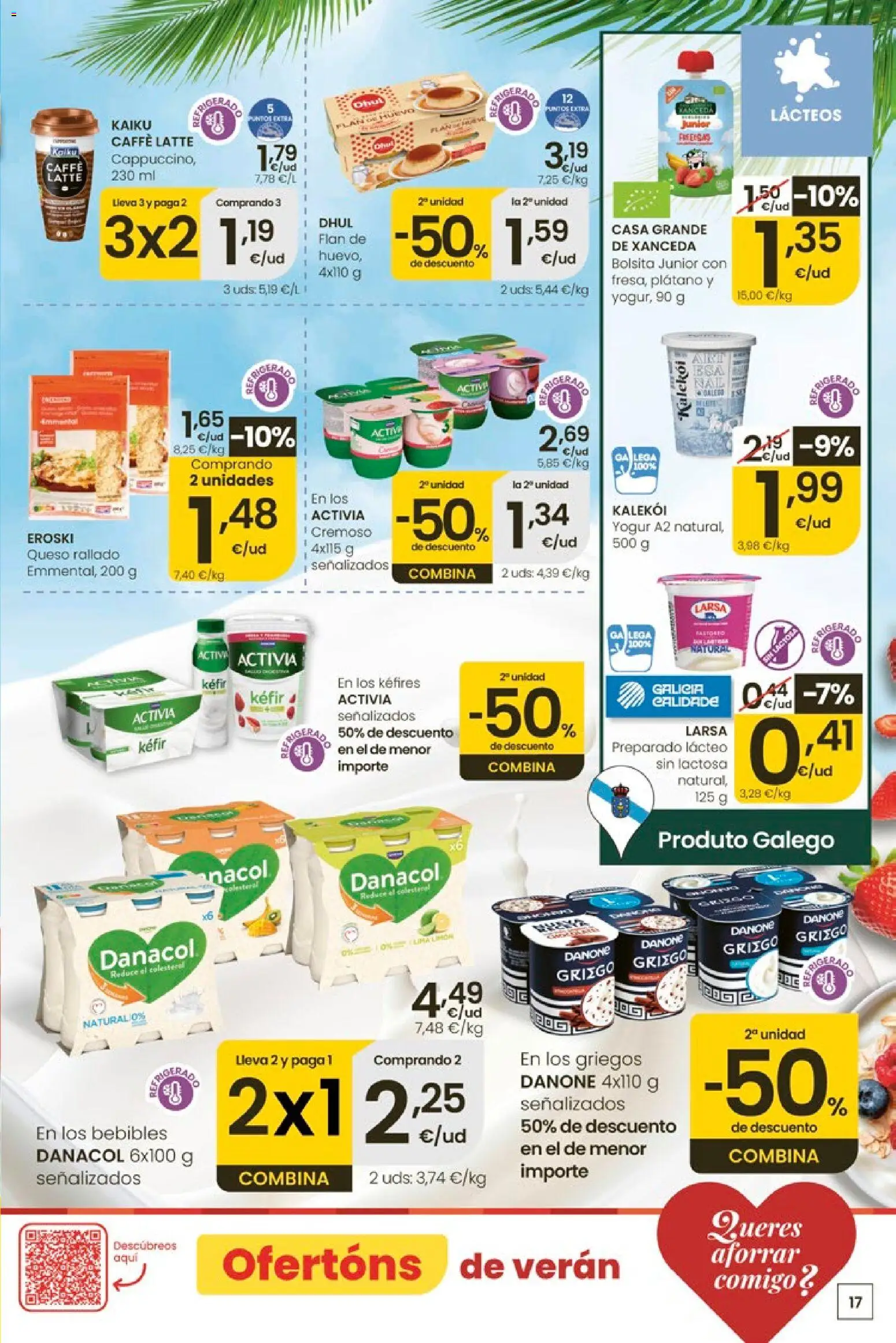 Eroski Ofertóns de verán │ válido desde el 11.06.2026 | Página: 17 | Productos: Queso, Yogur, Queso rallado