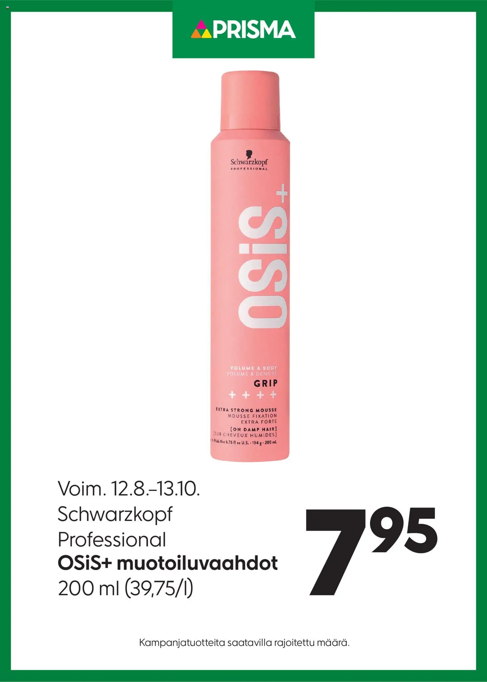 Prisma tarjoukset Osis+ muotovaahto – voimassa 12/08/2026 alkaen | Sivu: 1 | Tuotteet: Mousse