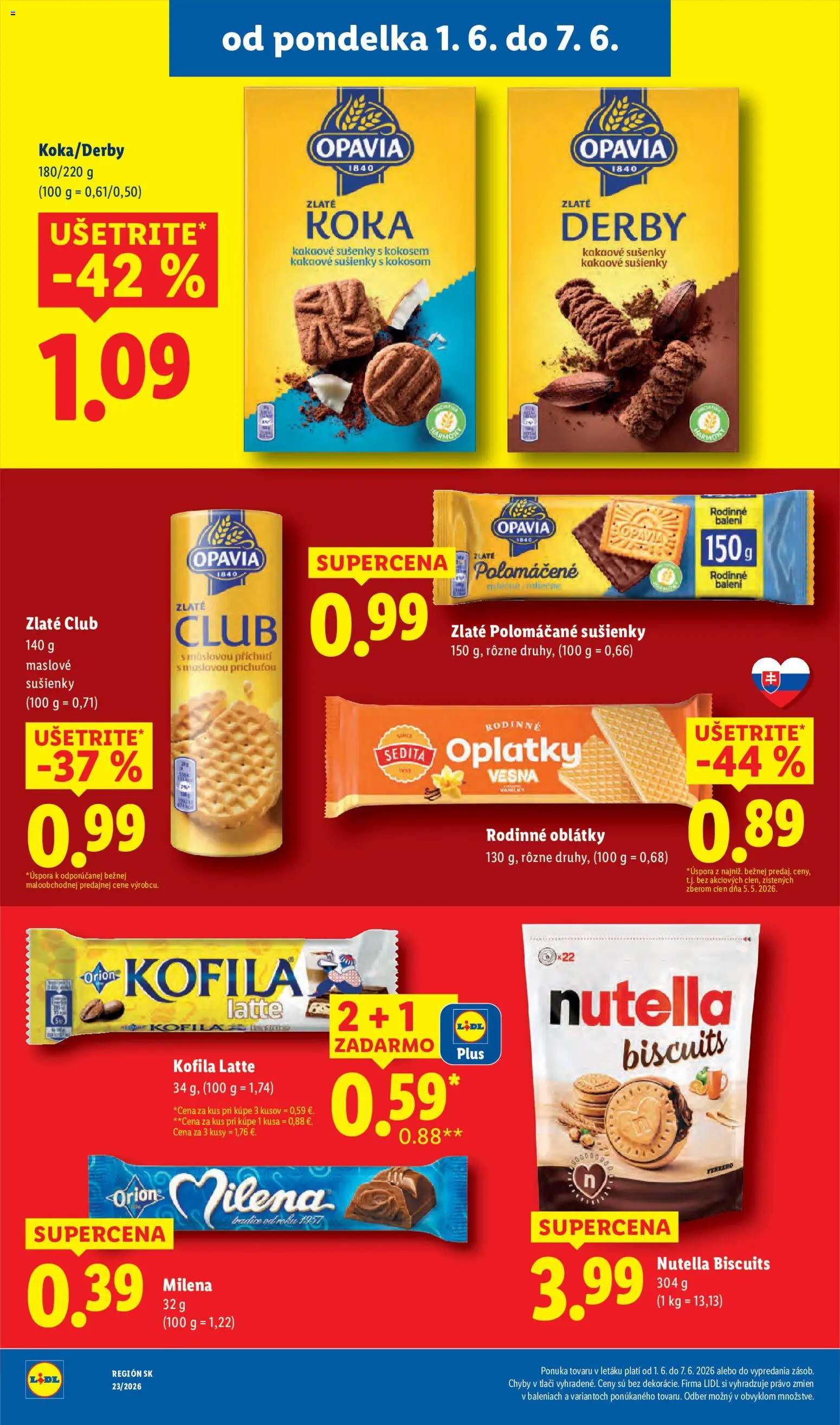 Nové Lidl akcie – leták je platný od 01.06.2026 | Strana: 42 | Produkty: Maslove sušienky, Nutella