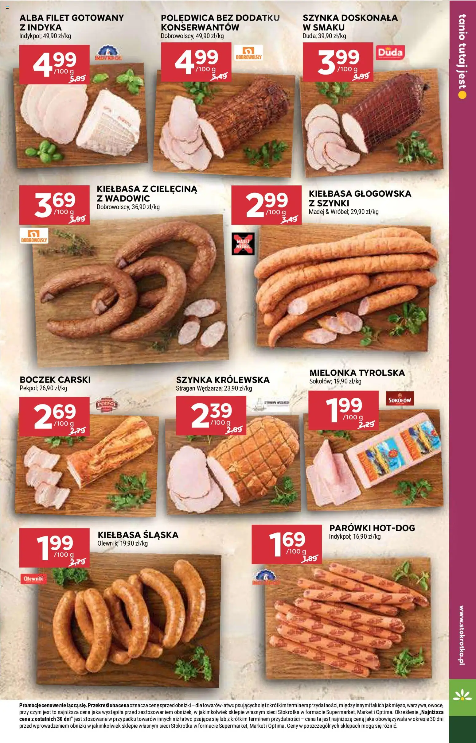 Stokrotka gazetka od 21.05.2026 | Strona: 23 | Produkty: Kiełbasa, Mielonka tyrolska, Szynka, Boczek