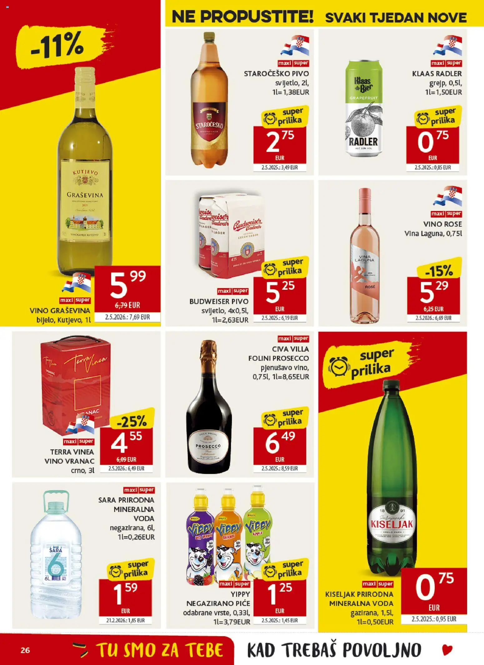 Konzum HR akciós ujság - amely érvényes a következő dátumtól: 2026.07.01. | Oldal: 26 | Termékek: Radler, Budweiser, Grapefruit