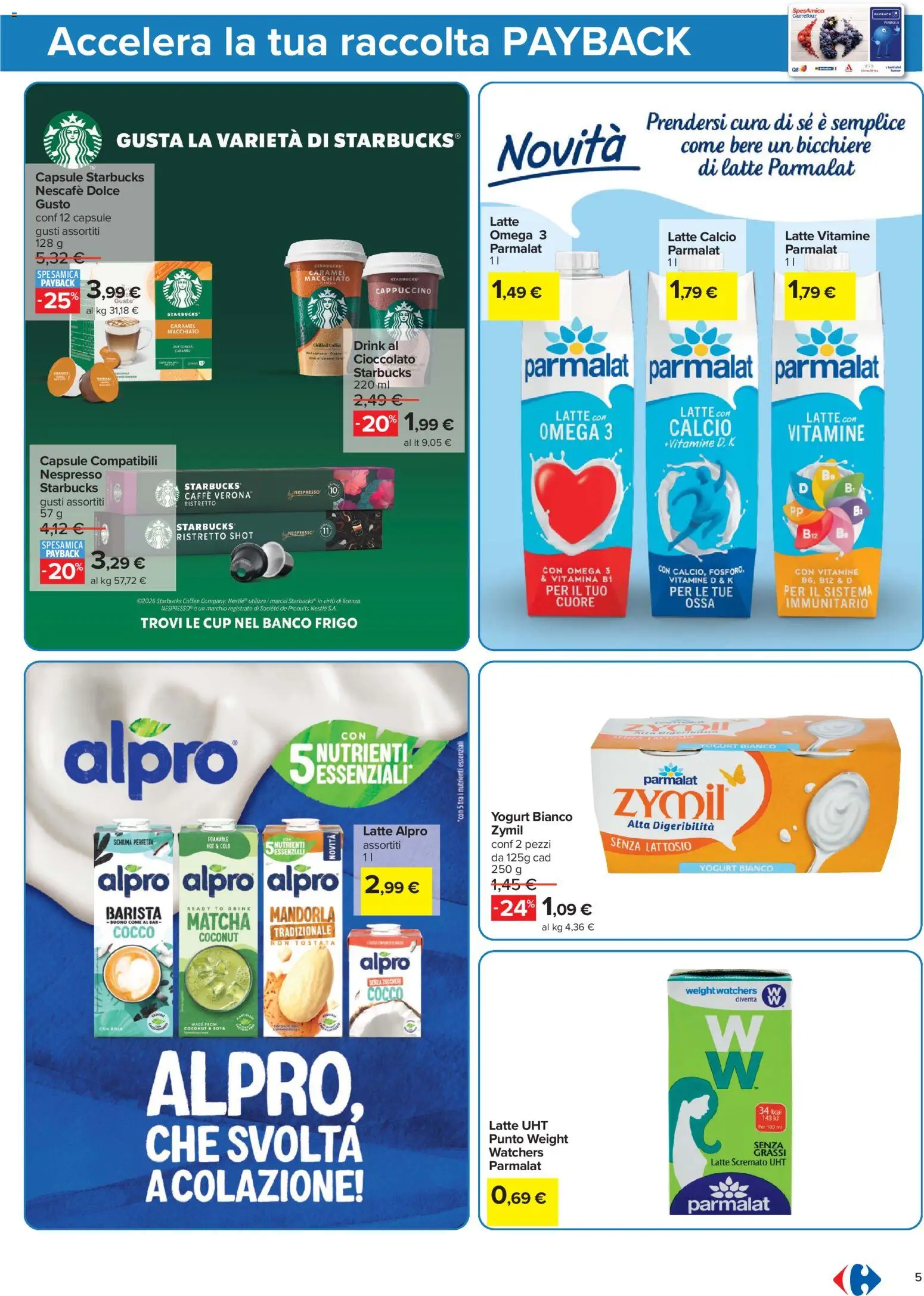 Volantino Carrefour del 16.06.2026 | Pagina: 5 | Prodotti: Yogurt, Cioccolato, Latte, Cocco