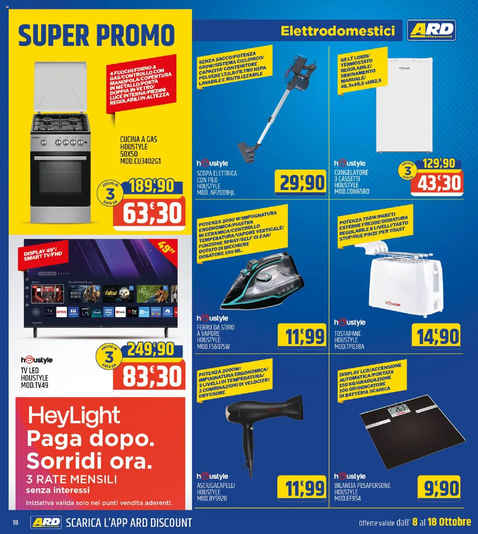 Volantino ARD Discount del 08/10/2026 | Pagina: 18 | Prodotti: Scopa elettrica, Scopa, Contenitore, Congelatore