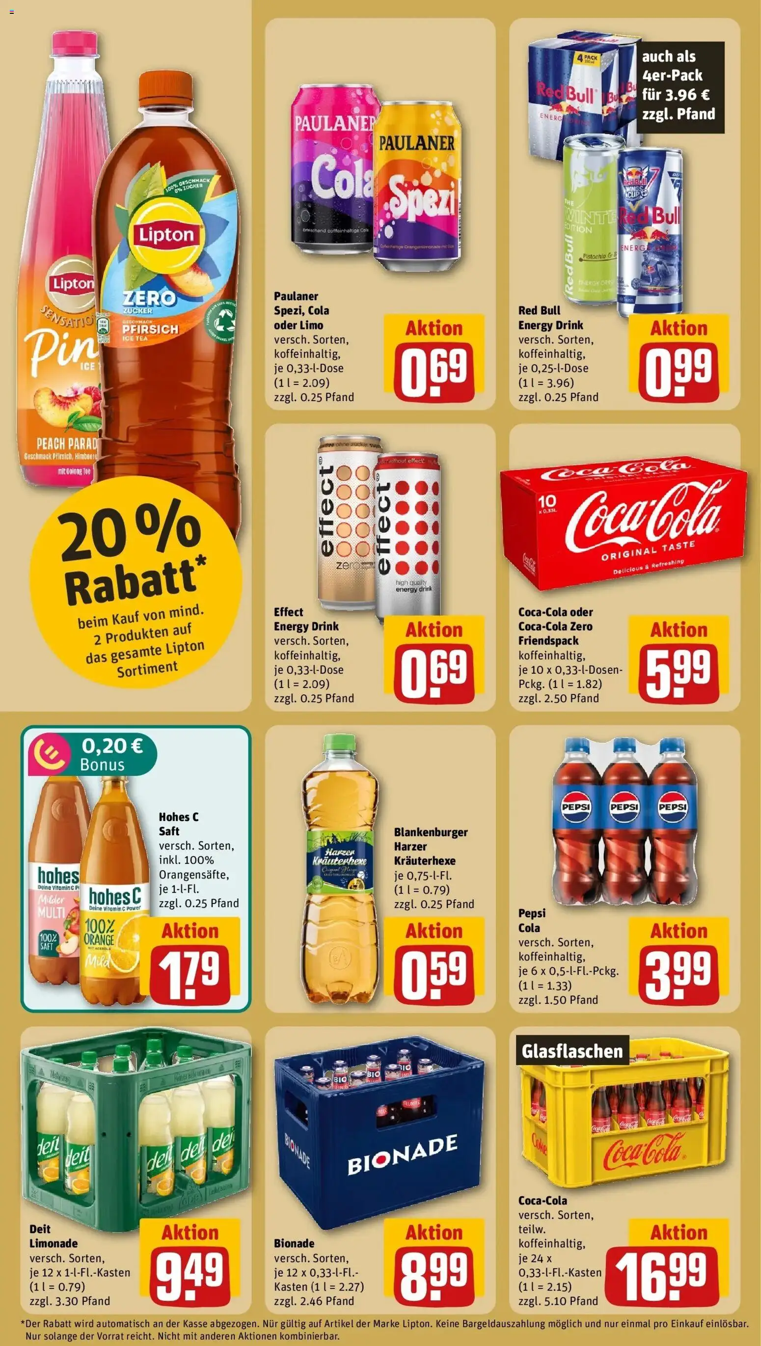 REWE Prospekt ab 19.10.2026 zum Blättern » Angebote | Seite: 16 | Produkte: Red bull, Energy, Bionade, Hohes c
