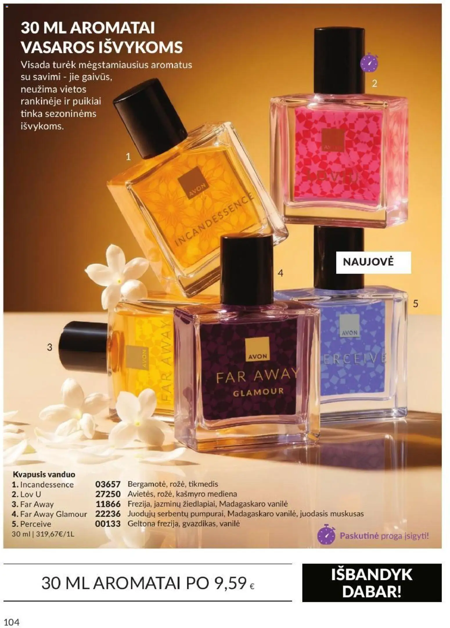AVON akcijos nuo 2026.09.01 | Puslapis: 104 | Prekių: Kvapusis vanduo, Vanduo, Vanilė
