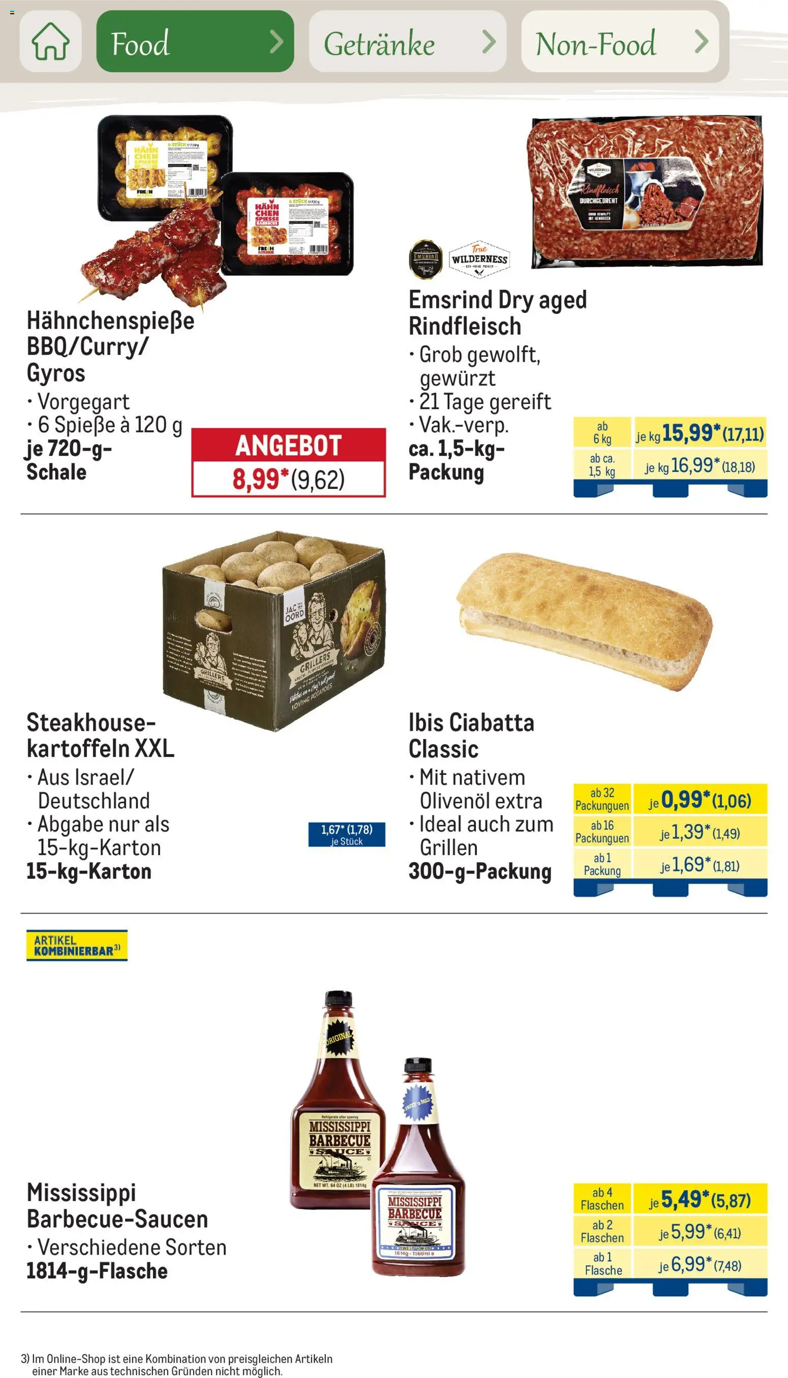 Metro Saisonkatalog Outdoor Dining – gültig ab 01.06.2026 | Seite: 6 | Produkte: Spieße, Gyros, Kartoffeln, Rindfleisch