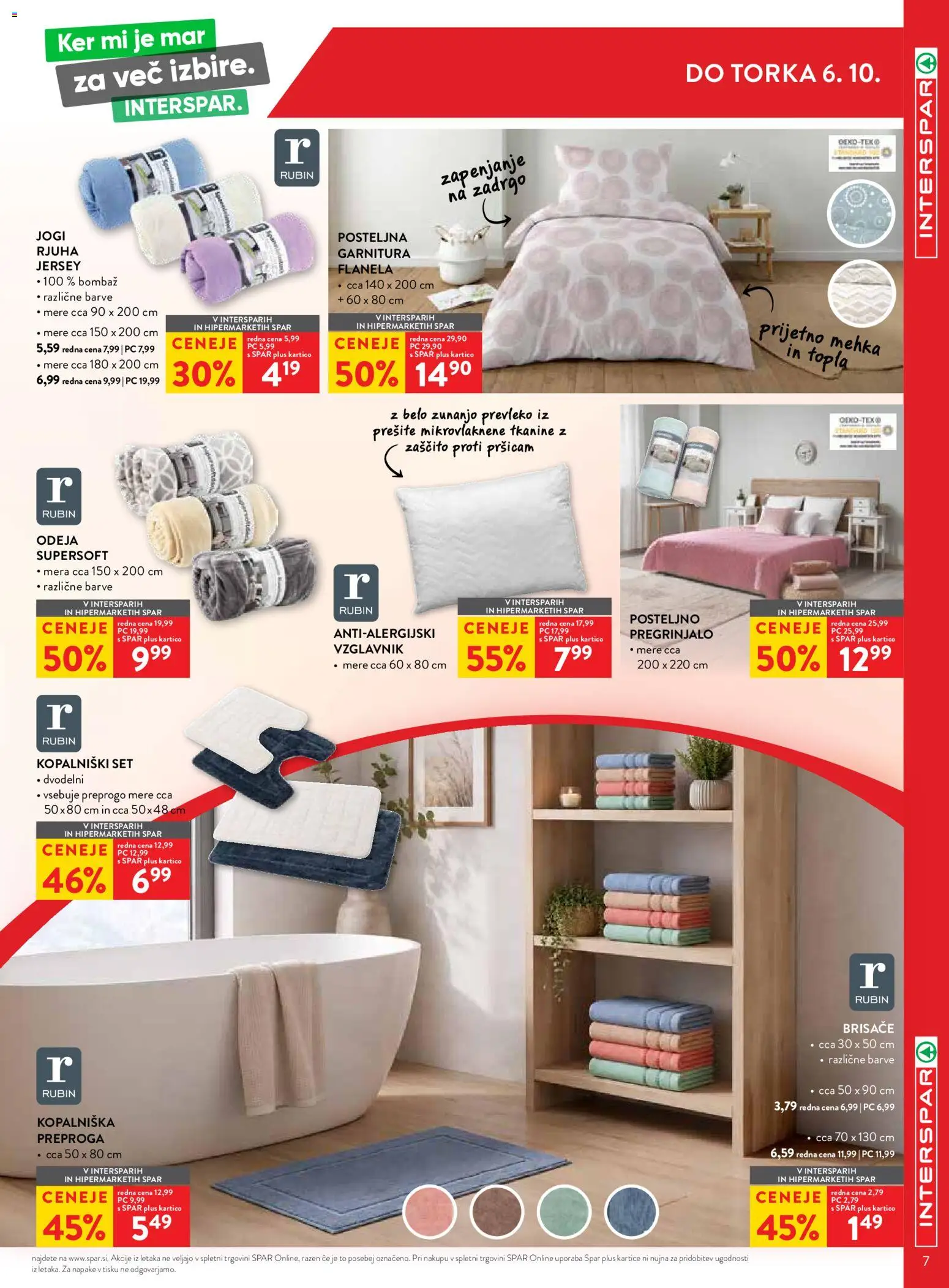 Novi Spar katalog ponudbe – veljaven od 23.09.2026 | Stran: 7 | Izdelki: Vzglavnik, Pregrinjalo, Rjuha, Jogi