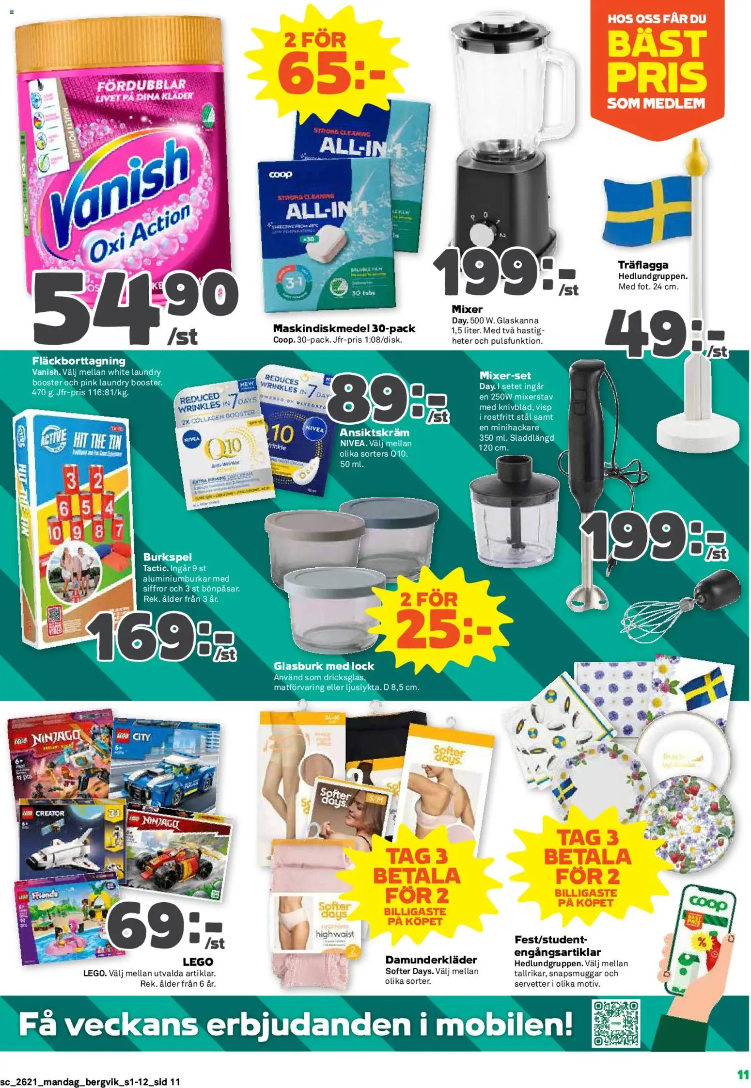 Stora Coop reklamblad aktuell från 18.05.2026 | Sida: 11 | Produkter: Mixer, Visp, Ansiktskräm, Servetter