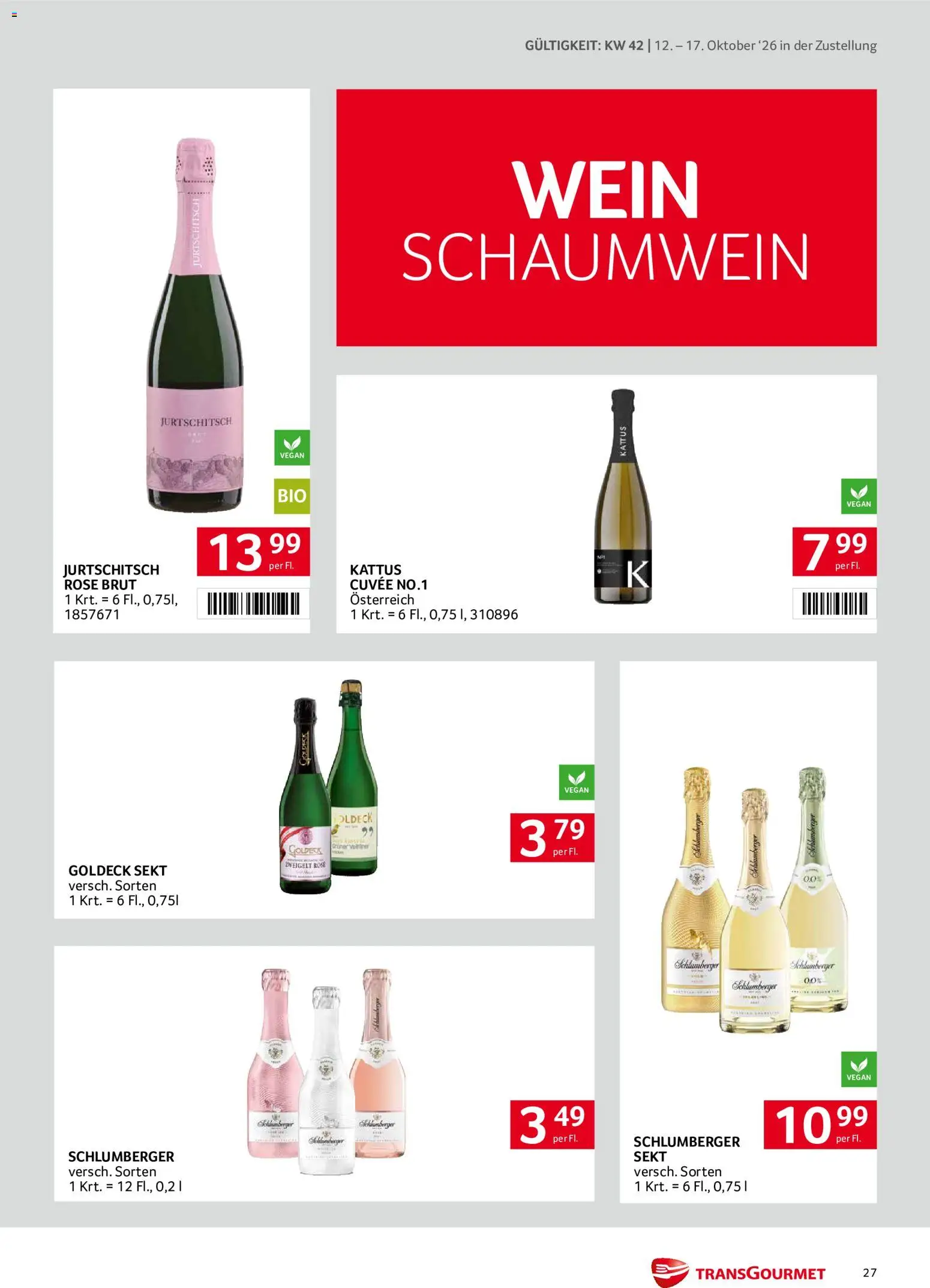 Transgourmet Flugblatt gültig ab 11.10.2026 | Seite: 27 | Produkte: Wein