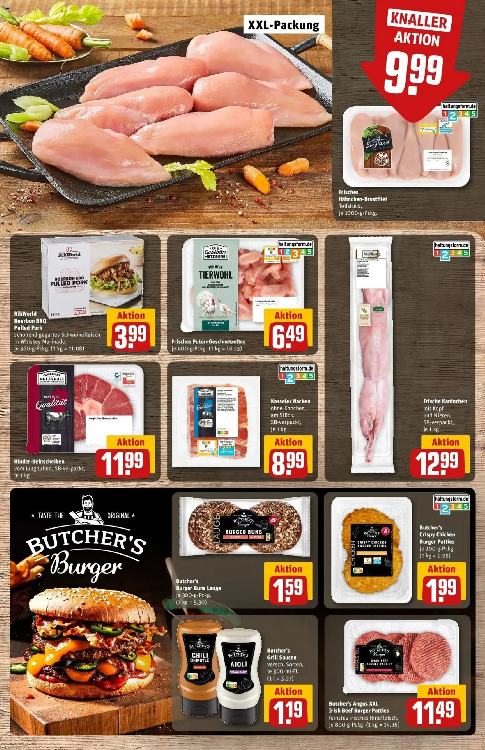 REWE Prospekt ab 05.10.2026 zum Blättern » Angebote | Seite: 11 | Produkte: Kaninchen, Burger, Chili, Bourbon