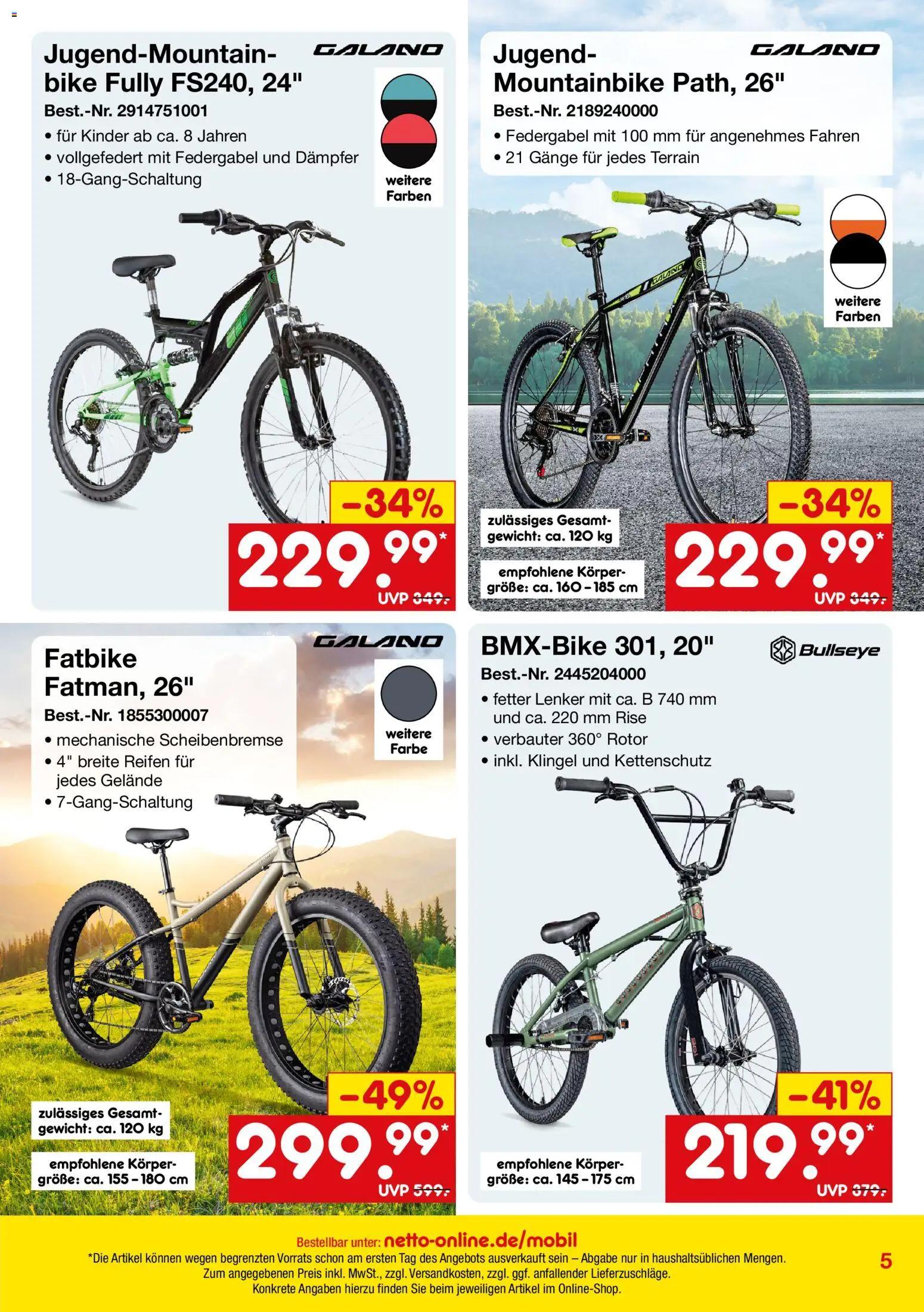 Netto Marken-Discount Online-Sonderangebote – gültig ab 01.08.2026 | Seite: 5 | Produkte: Gewicht, Mountainbike
