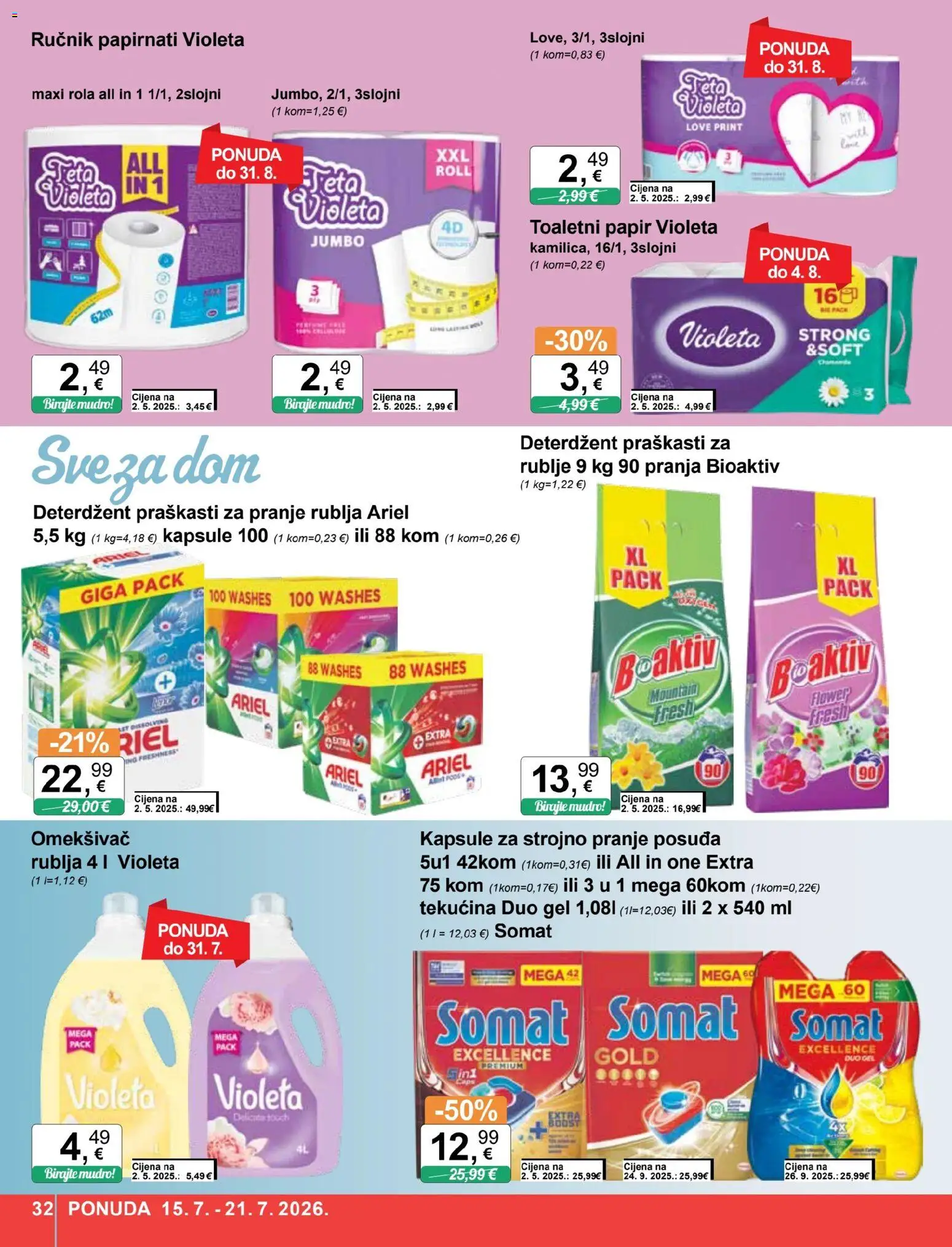 KTC katalog | vrijedi od 15.07.2026 | Stranica: 32 | Proizvodi: Feta, Deterdžent, Ručnik, Ariel