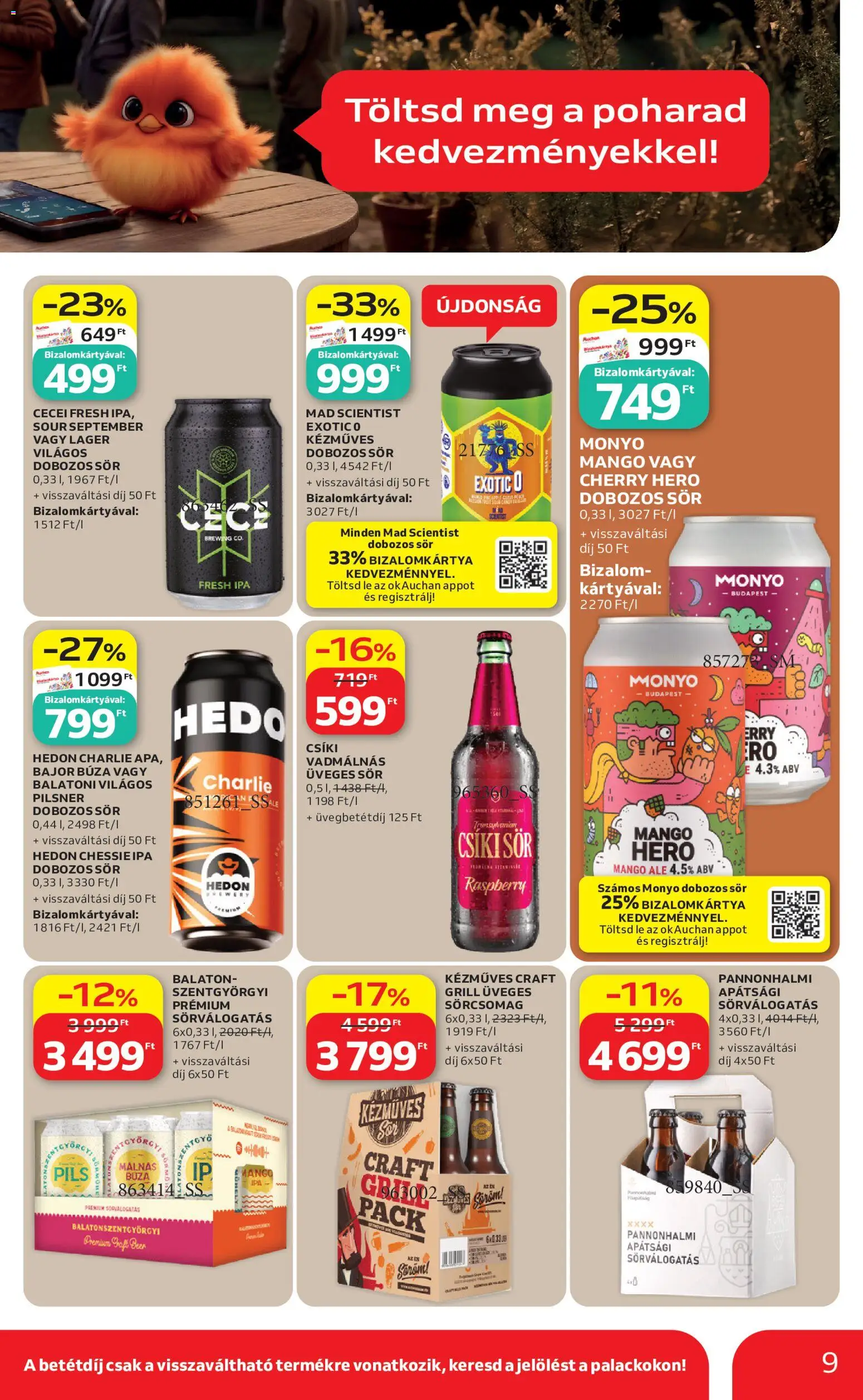 Auchan akciós ujság - amely érvényes a következő dátumtól: 18.06.2026 | Oldal: 9 | Termékek: Grill, Csiki sör, Sör, Mangó