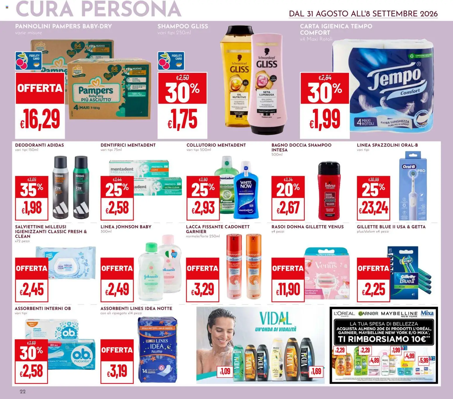 Volantino Pan del 31/08/2026 | Pagina: 22 | Prodotti: Illuminante, Pannolini, Pampers, Assorbenti