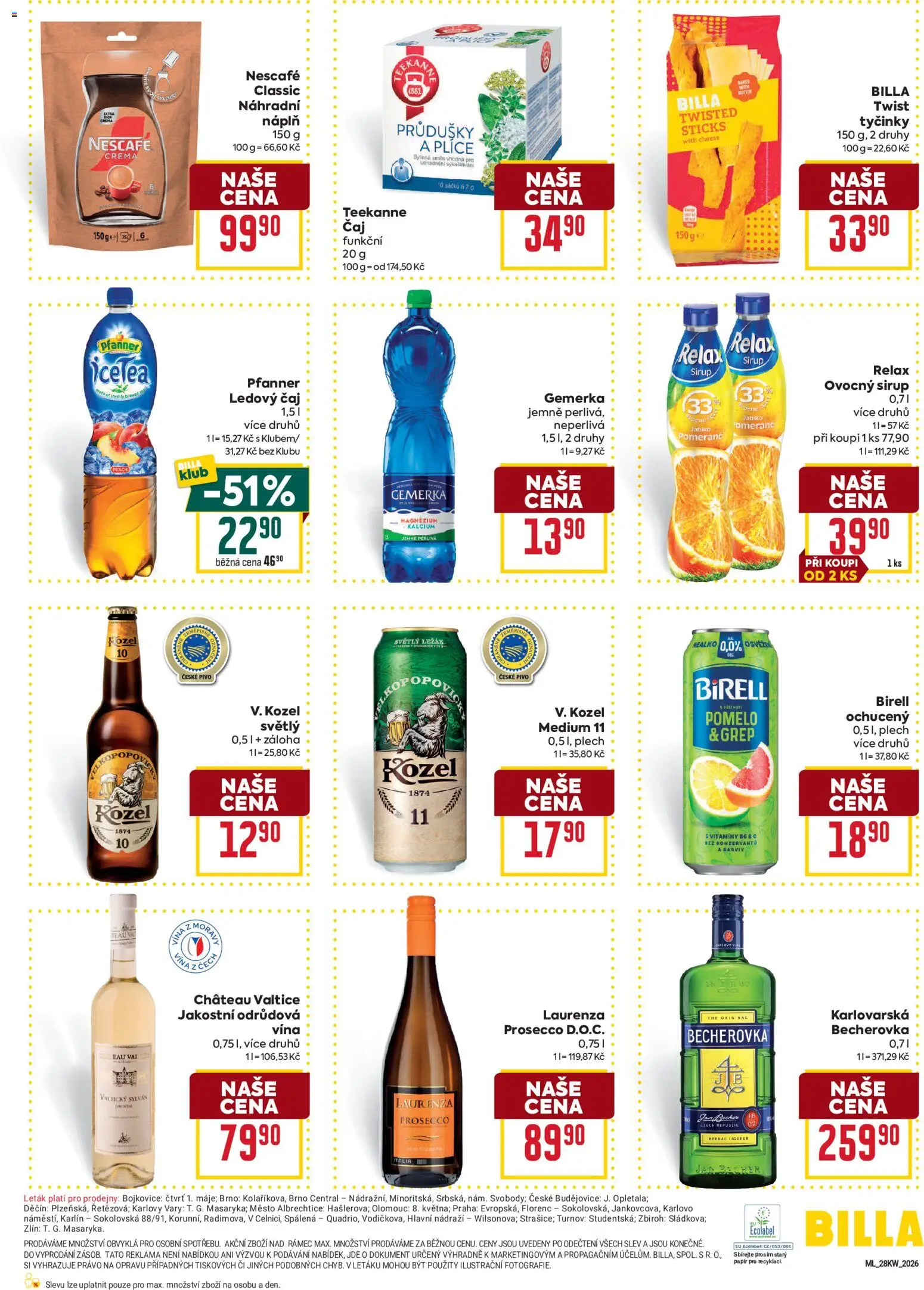 Billa Malý leták od 08.07.2026 | Strana: 6 | Produkty: Vál, Birell, Tyčinky, Becherovka