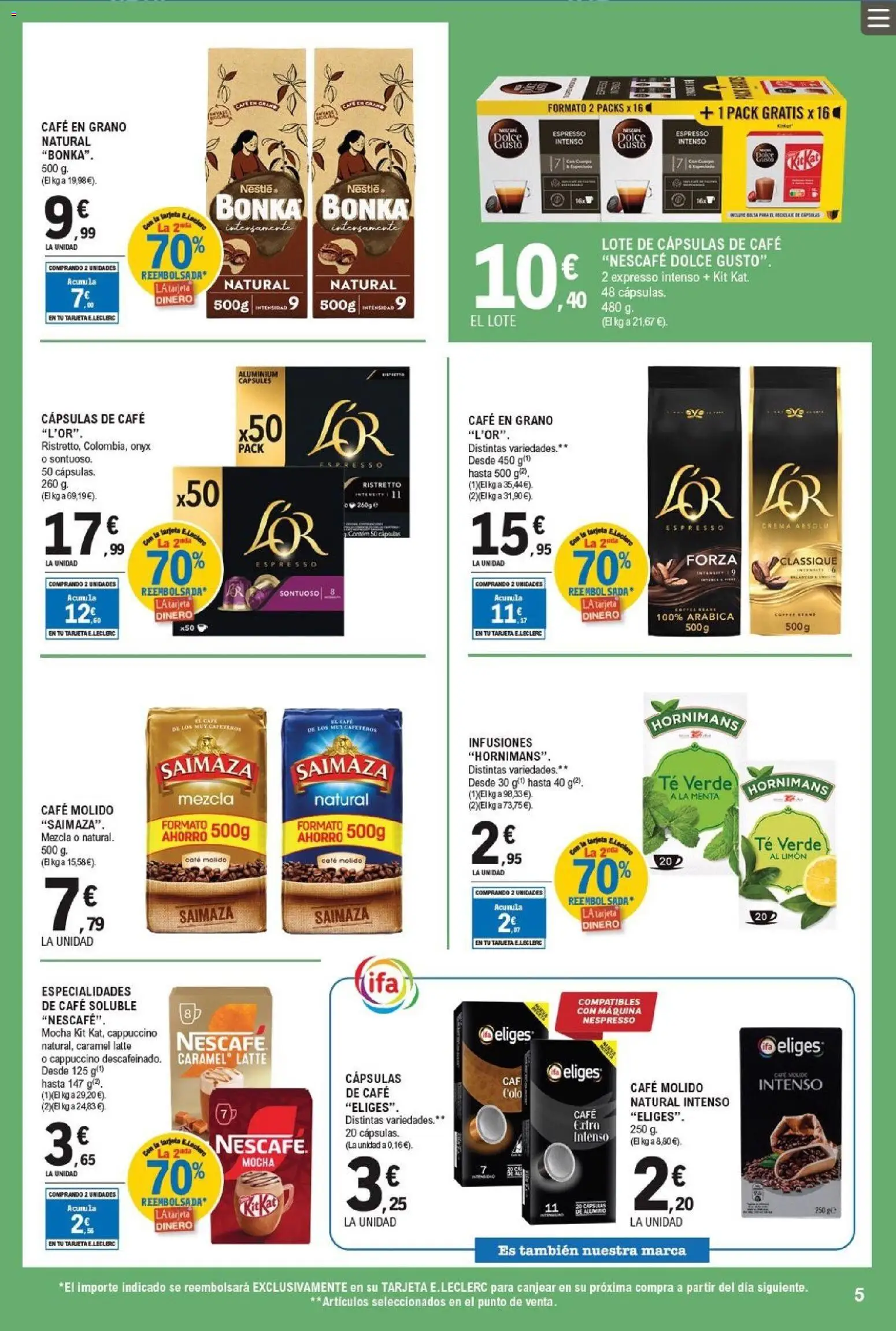 E.Leclerc folleto │ válido desde el 20.05.2026 | Página: 5 | Productos: Café, Crema, Té, Bolsa