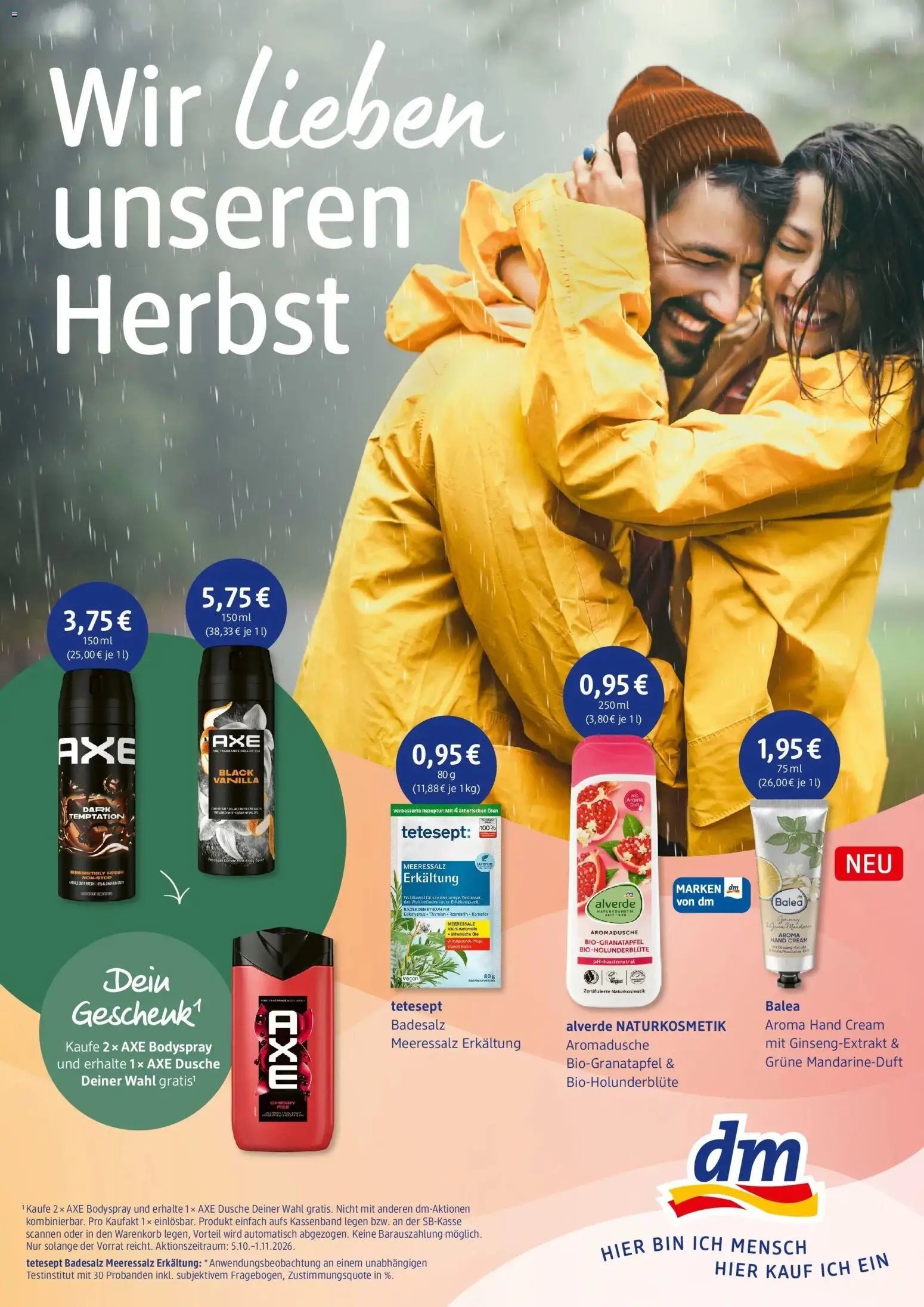 dm drogerie prospekt Lichtenfels (ab 07.10.2026) zum Blättern | Seite: 1 | Produkte: Dusche, Axe