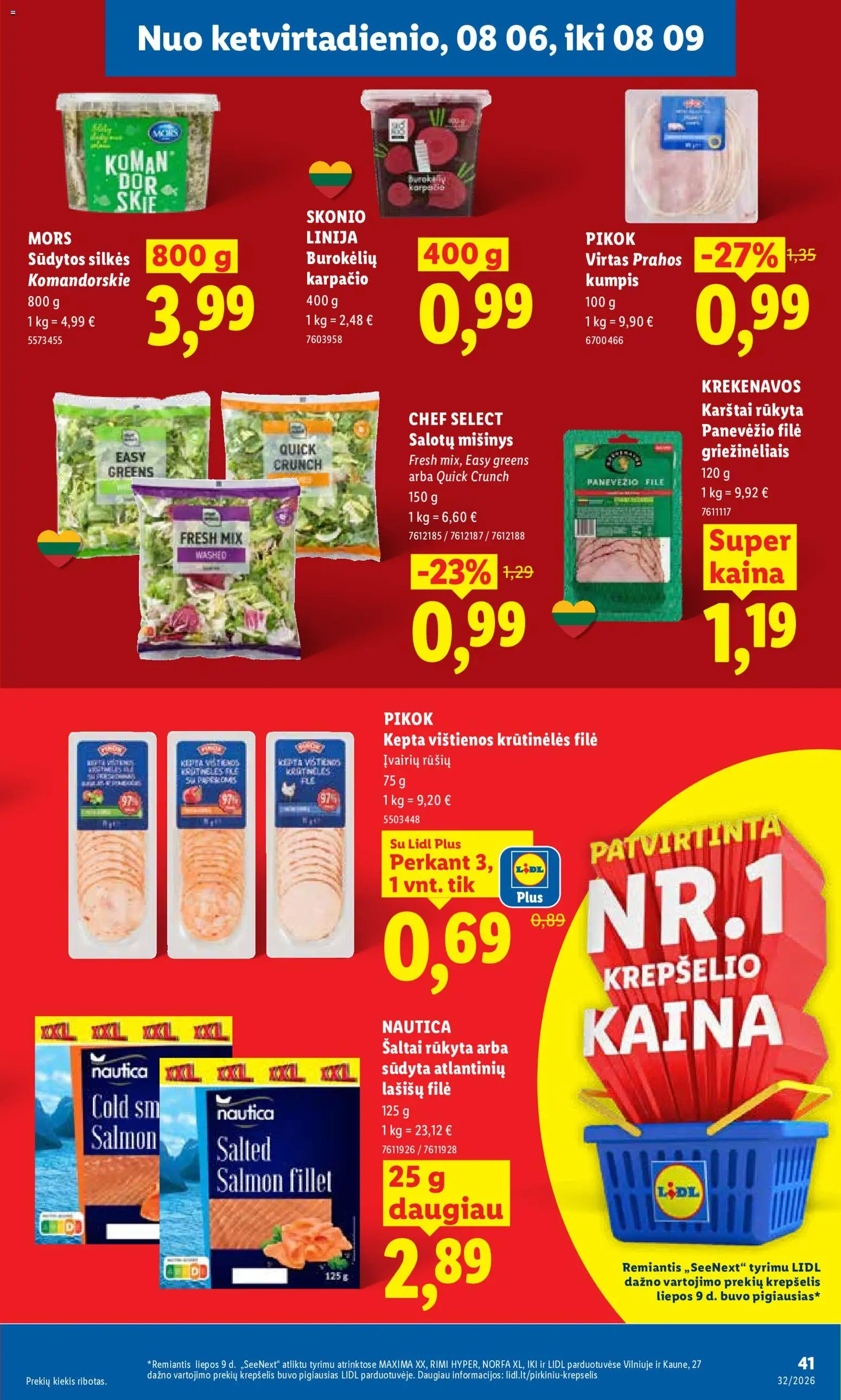 LIDL akcijos nuo 2026.08.03 | Puslapis: 41 | Prekių: Vištienos, Kumpis, Krepšelis